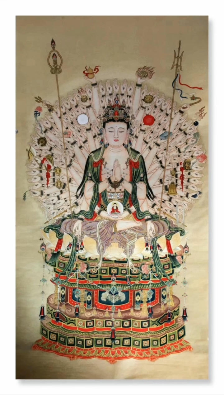 精品国画绢本千手观音!