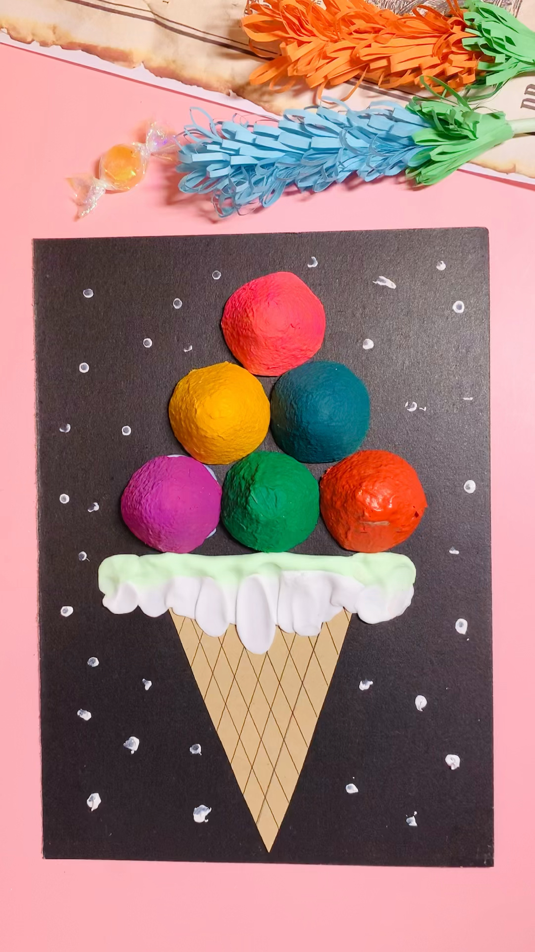 #少儿创意美术#鸡蛋托冰激凌创意美术