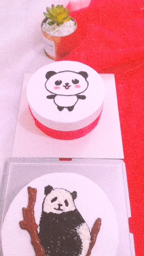 #生日蛋糕#客户说给她家大宝二宝画两只不同风格的熊猫