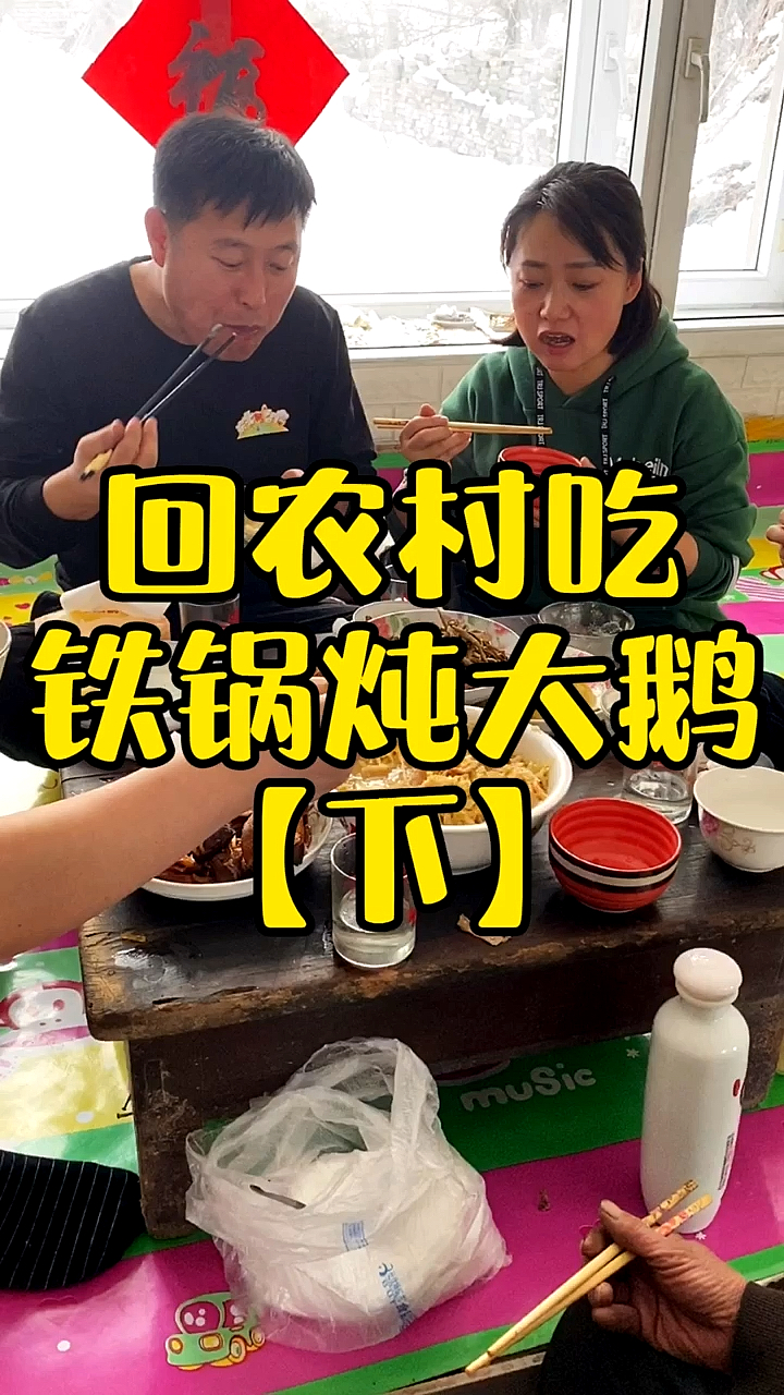 回农村吃铁锅炖大鹅