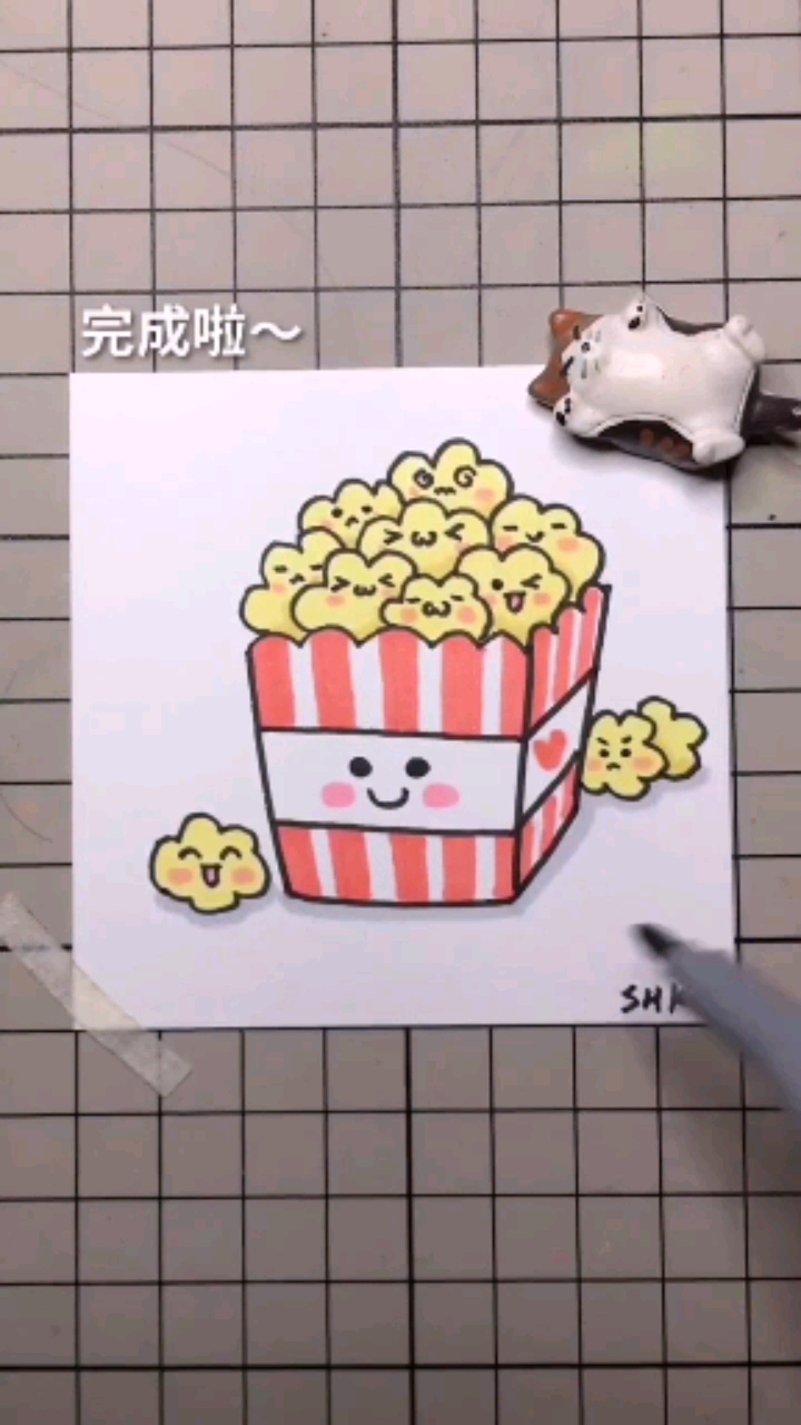 今天分享爆米花简笔画