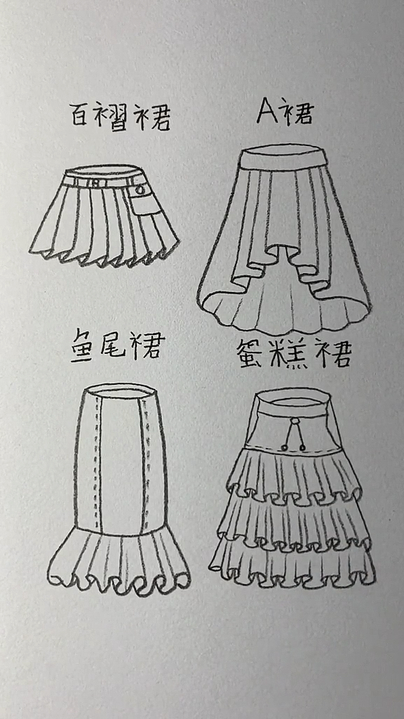 #简笔画#四种裙子的画法教程