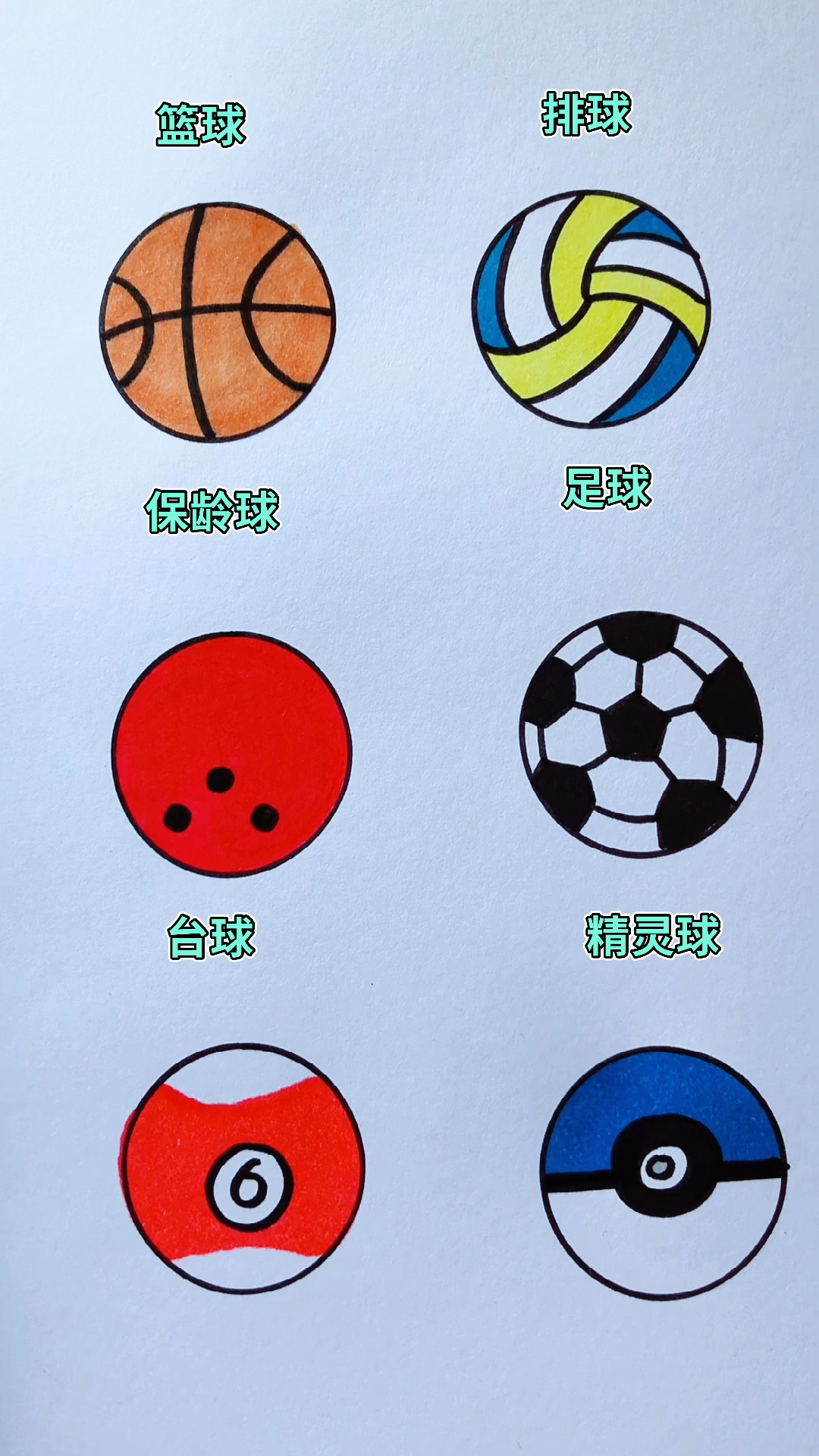#简笔画#用圆画各种球