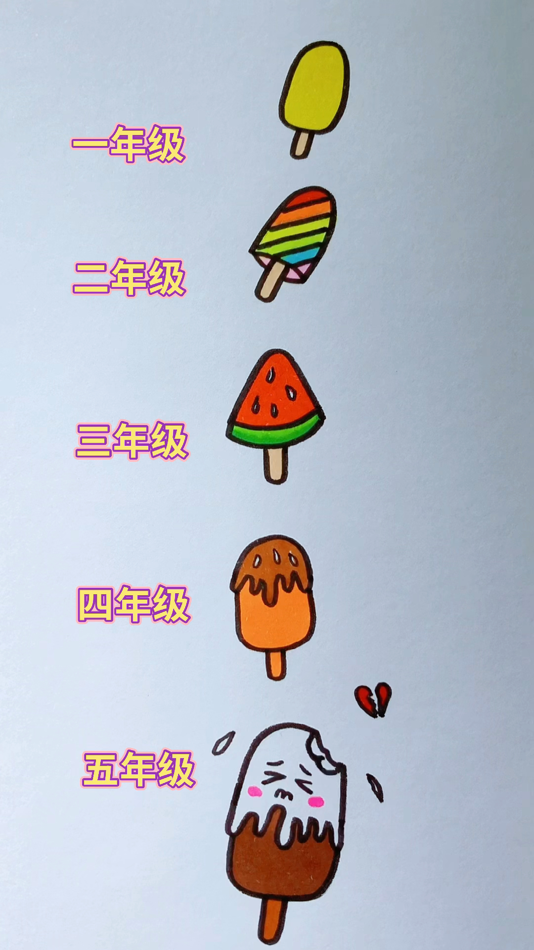 #画画原来如此简单#不同年级画雪糕