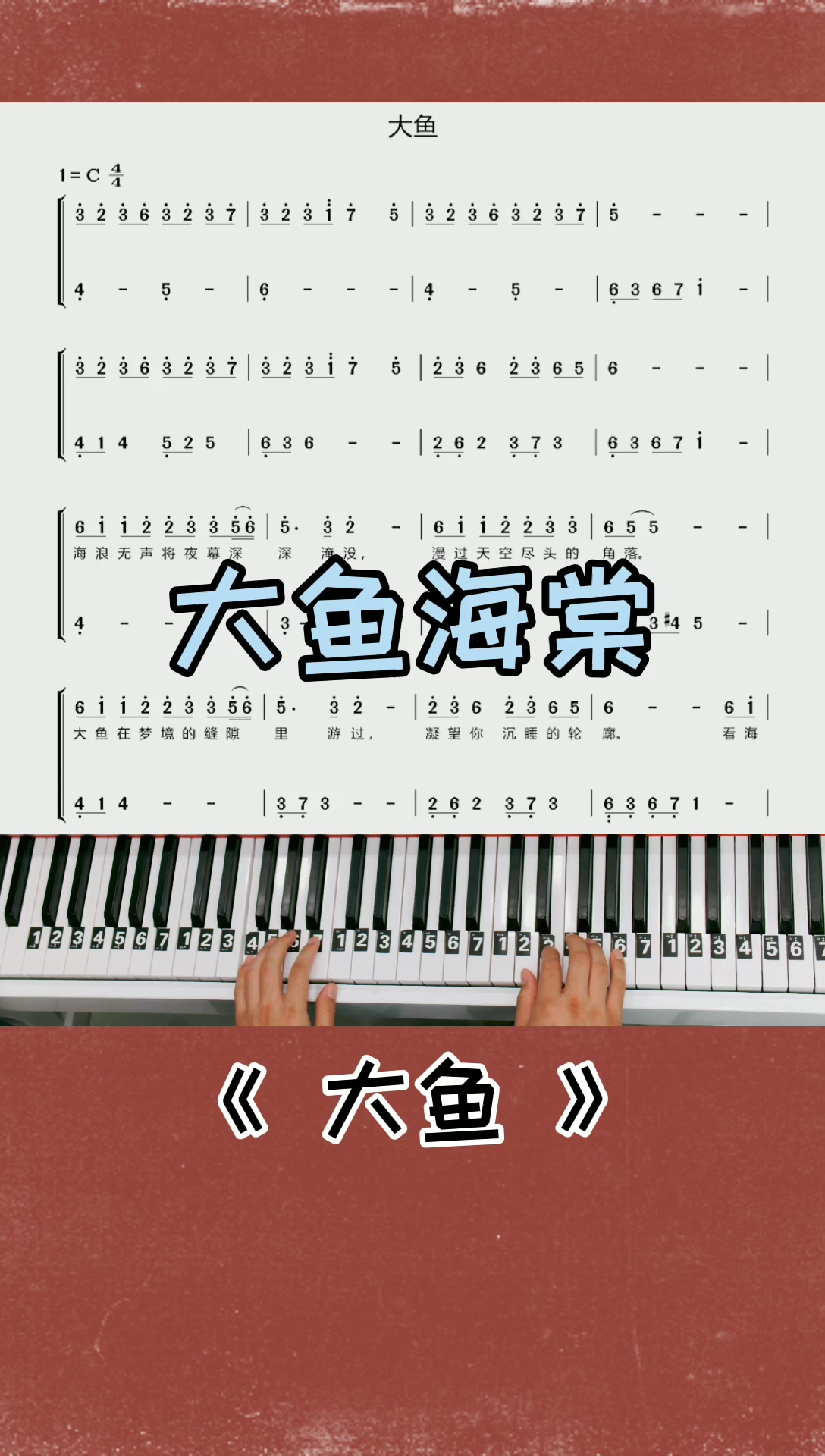 #钢琴教学#大鱼海棠钢琴简谱教学改编简单版来了