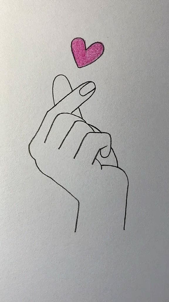 #简笔画#用五个1画比心手势,拿去表白吧!
