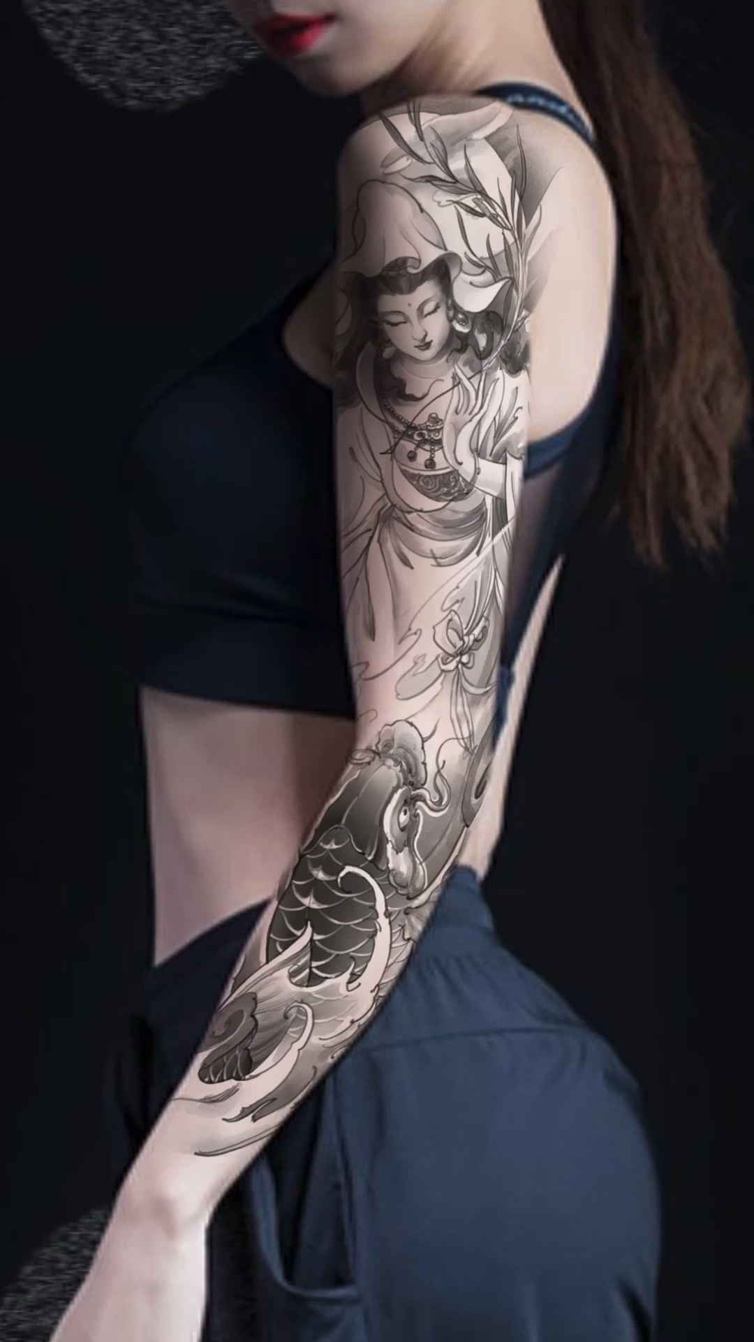 #纹身#观音戏鲤设计【PS效果图】