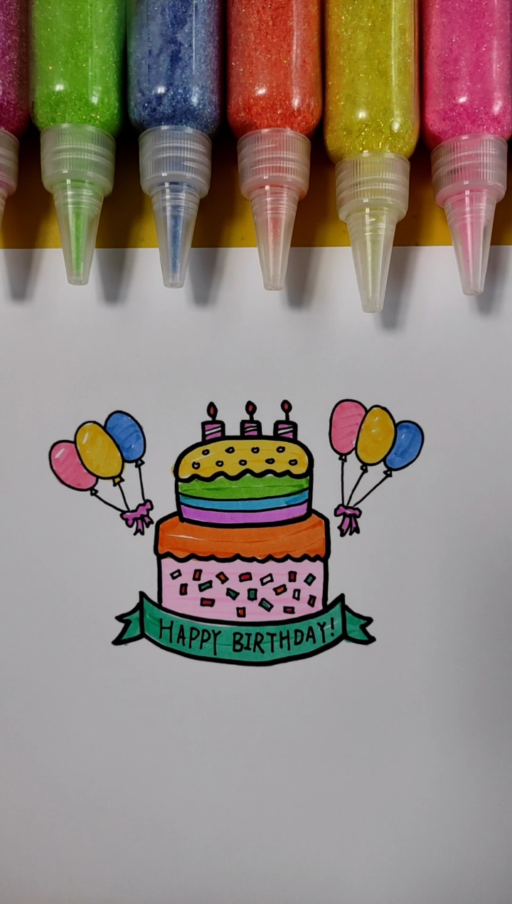 #简笔画#简笔画生日蛋糕