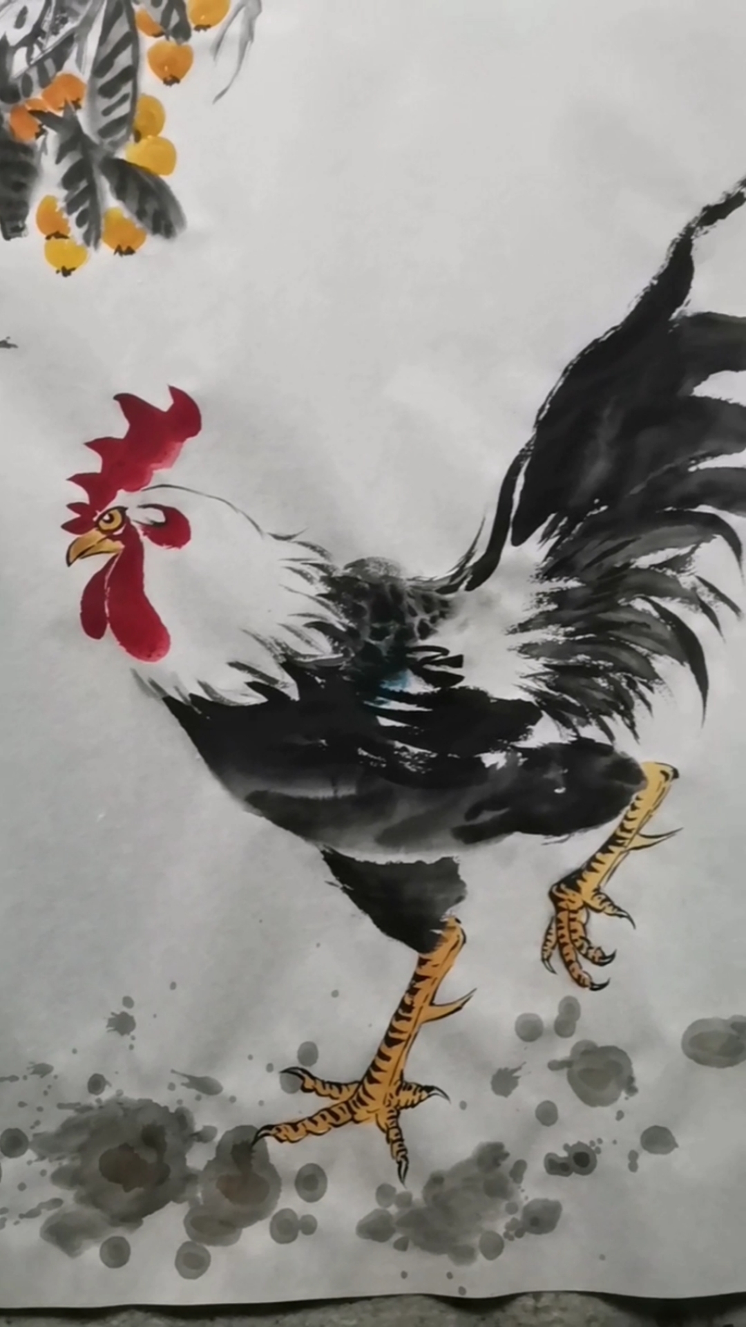 王兴民国画公鸡:大吉图,威武雄壮,霸气不减,形神备至,笔墨韵味足!
