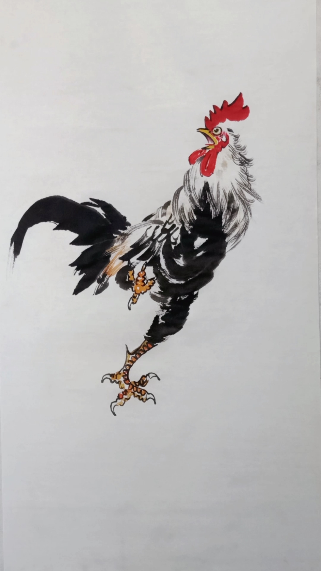 大写意国画,画公鸡跳舞了