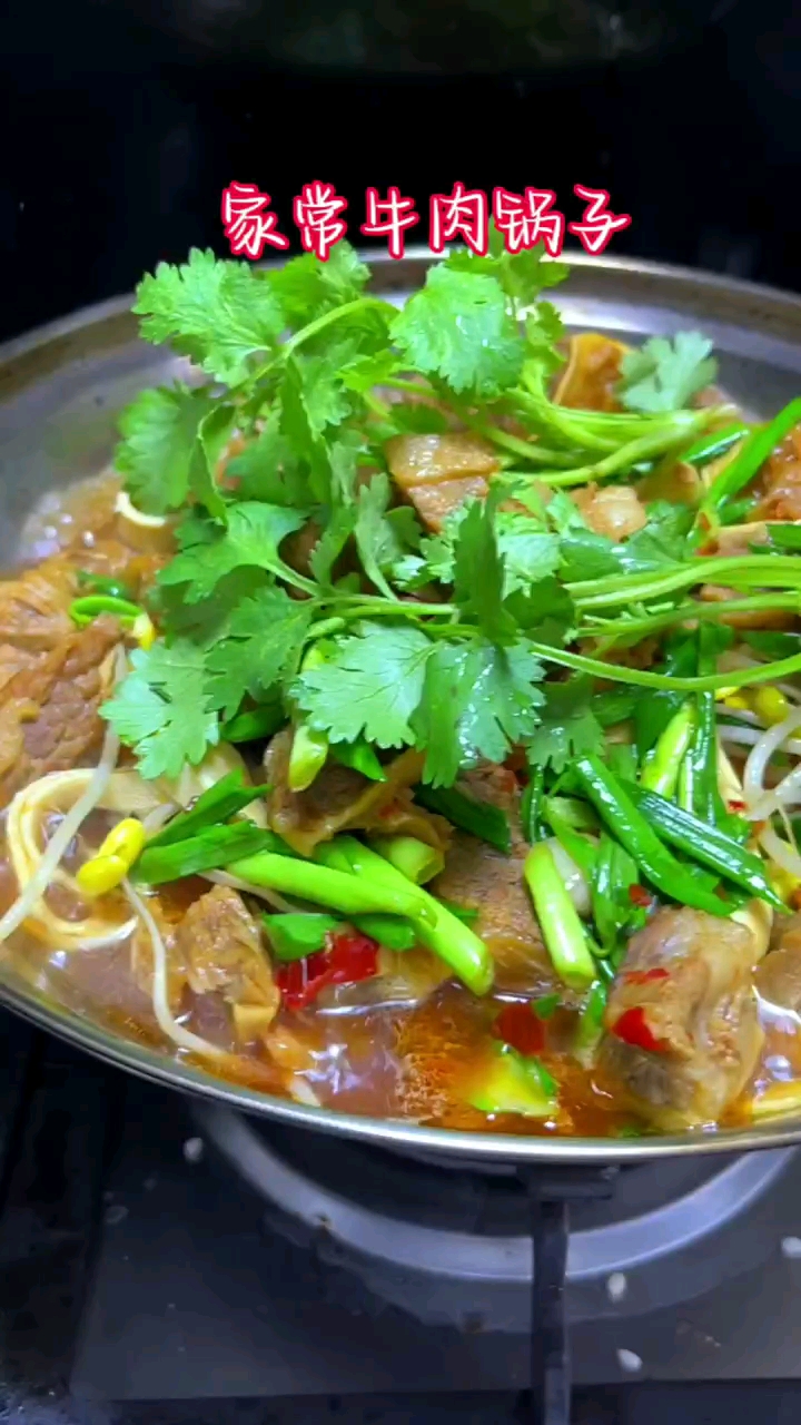 天冷了,家常版牛肉锅了解一下,荤素都有,咕噜咕噜热气腾腾的感觉真好