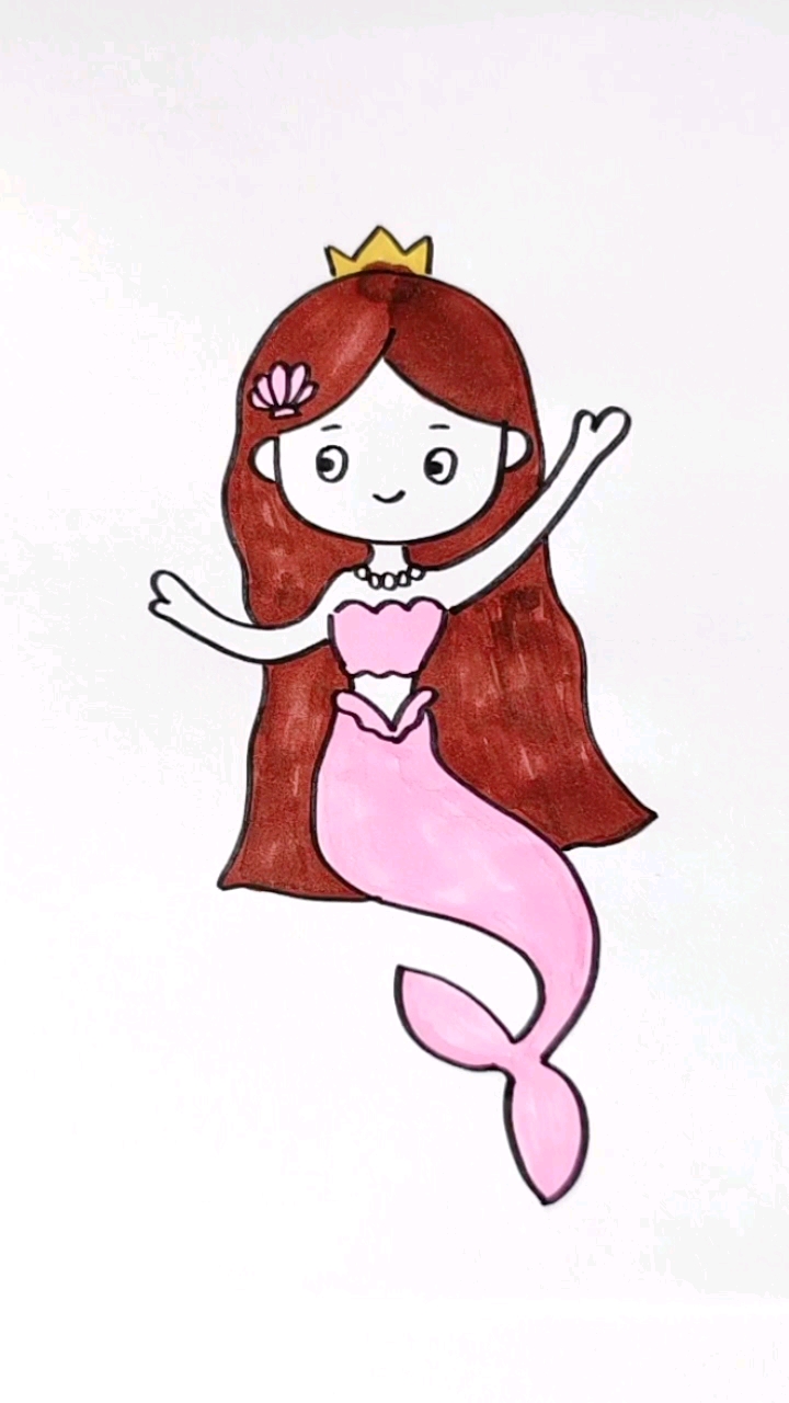 #简笔画#可爱的美人鱼