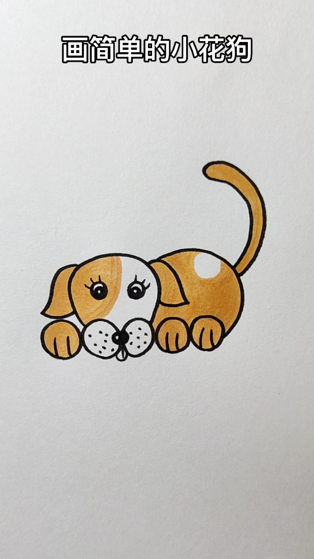 五个0画小花狗,简单易学