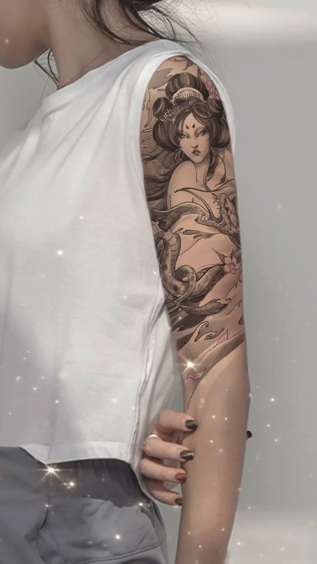 #志永纹身#艺伎·蛇,女半臂设计【PS效果图】