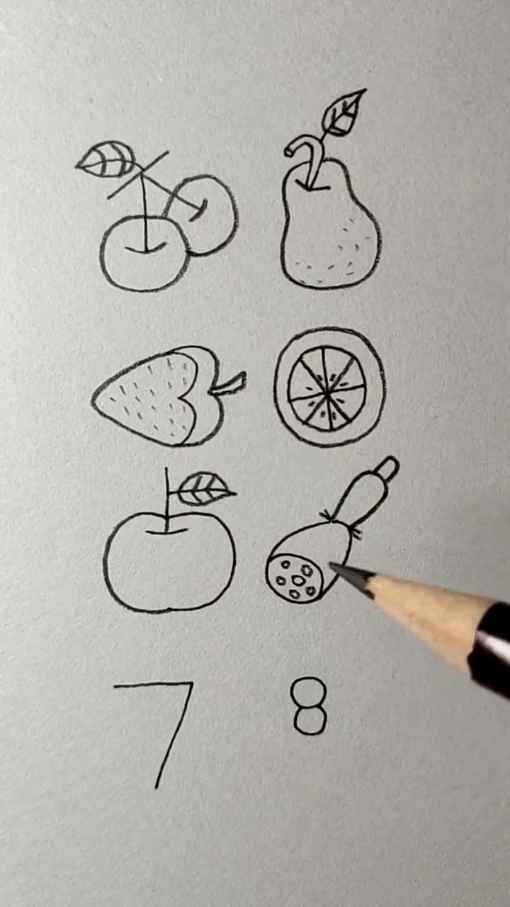 #简笔画#用数字1至8画水果蔬菜