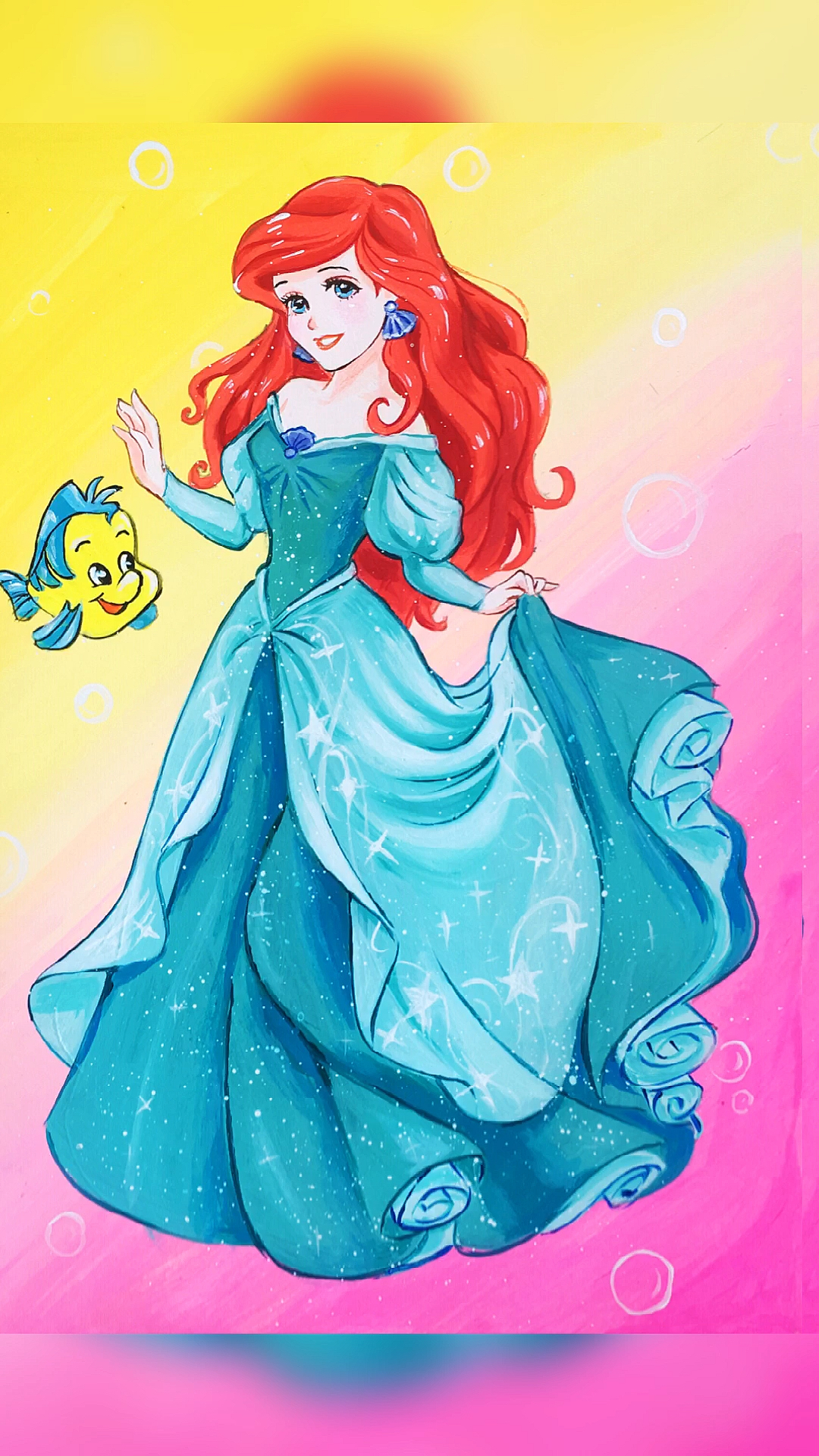 #画画原来如此简单#爸爸画的美人鱼VS我画的美人鱼