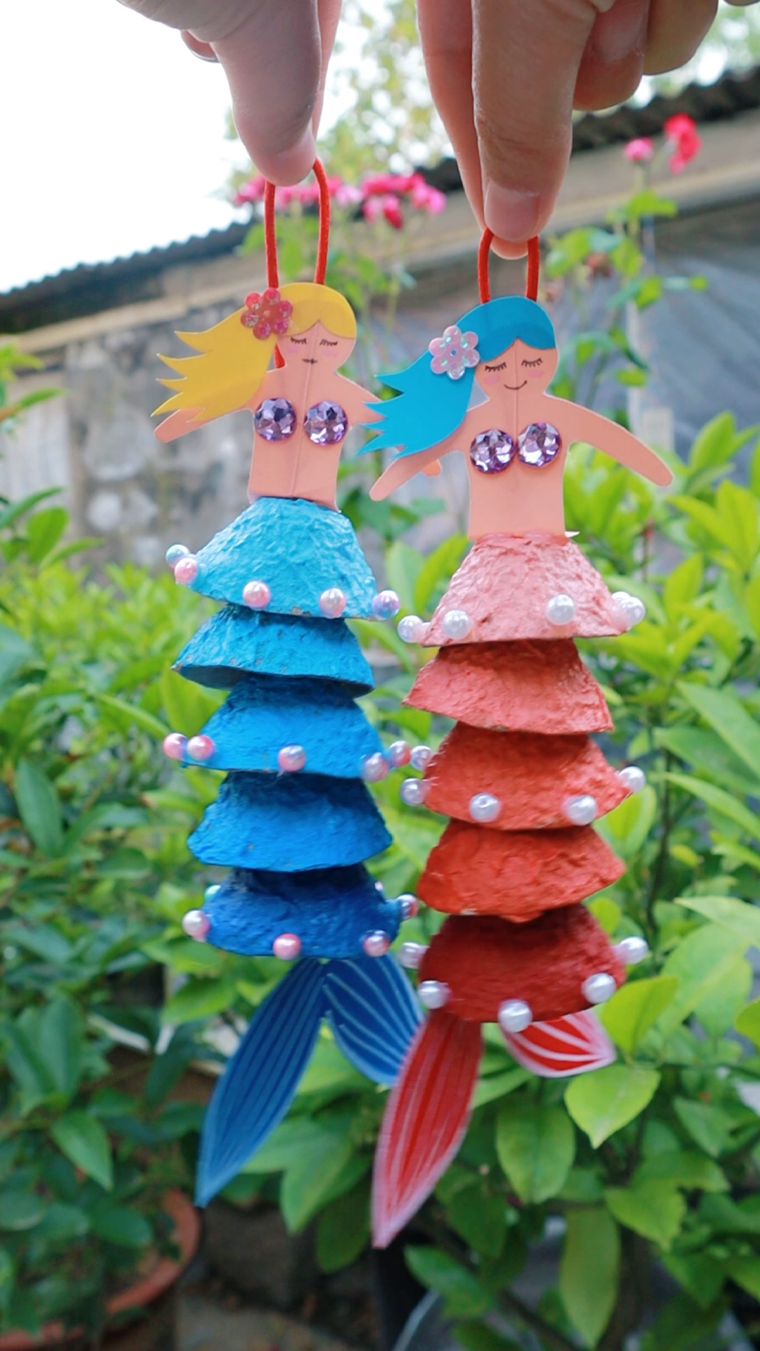 #手工制作#鸡蛋托变身美人鱼