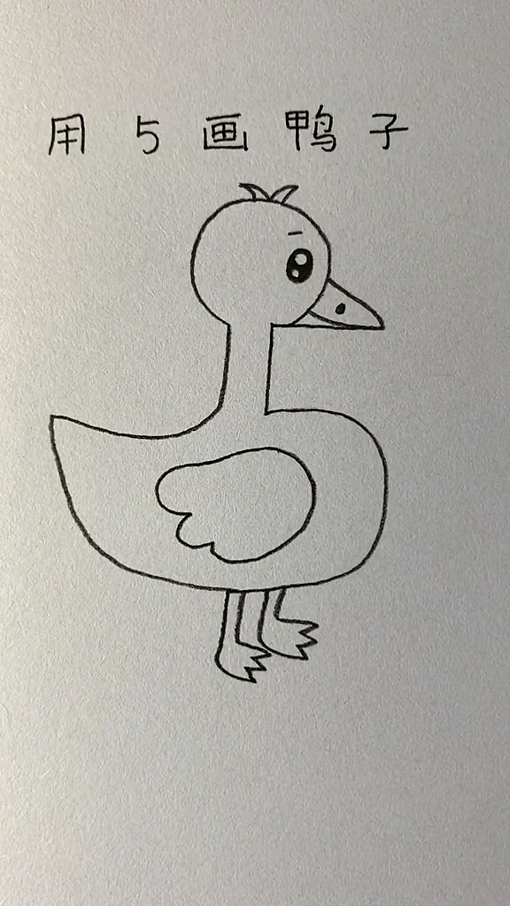 #简笔画#用数字5画一只可爱的鸭子