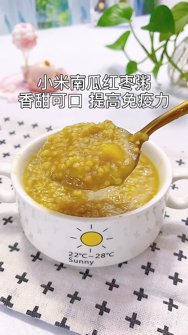 #宝宝辅食#小米南瓜红枣粥,适合8个月以上的宝宝,小宝宝可以打成泥添加