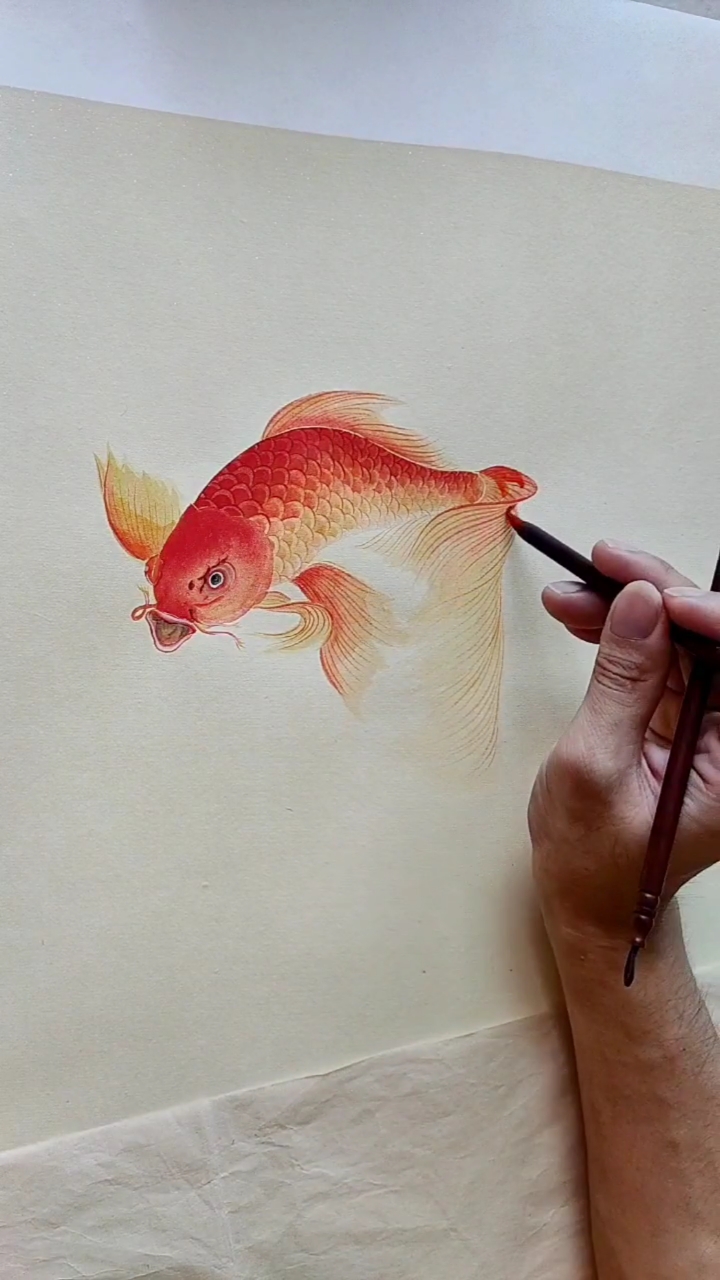 #徐伯逸书画#画一条霸气的蝴蝶锦鲤鱼