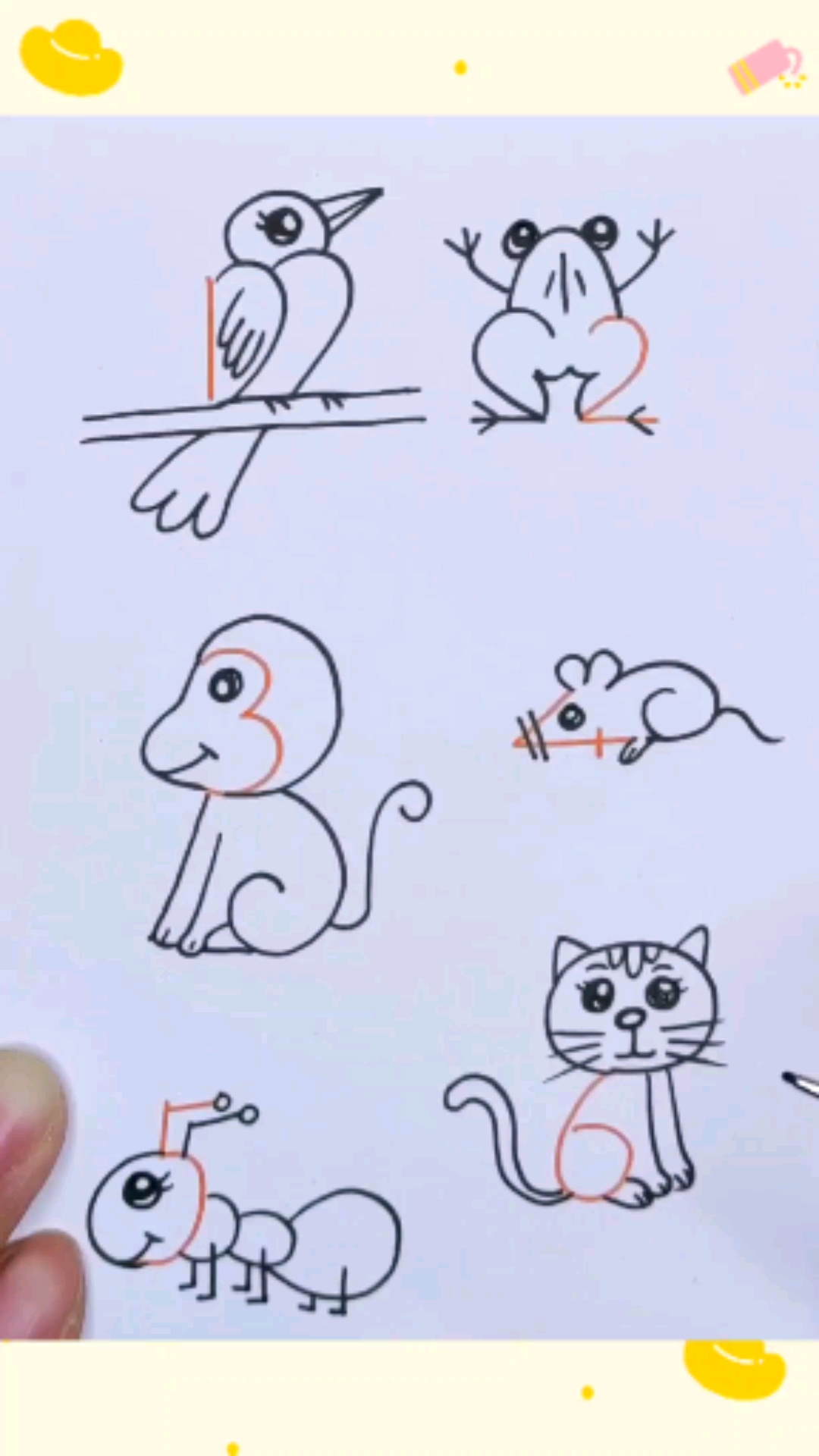 #画画原来如此简单#几个数字教宝宝画简单易学的动物,开发大脑想象力#简笔画#画画