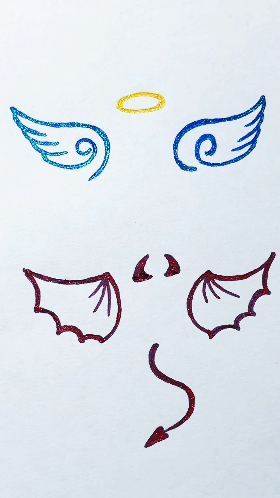#简笔画#恶魔与天使