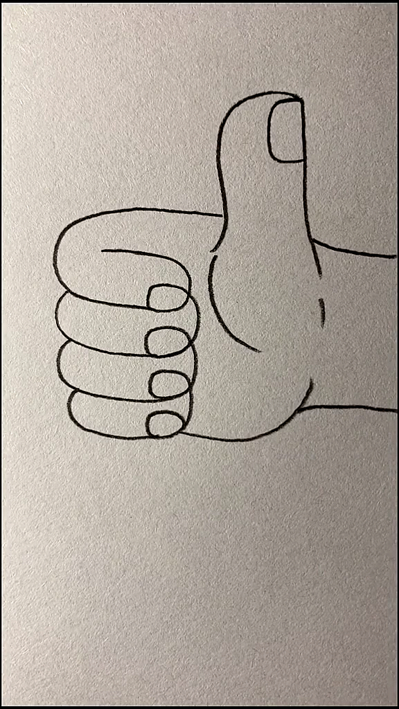 #简笔画#用一个曲线画点赞手势
