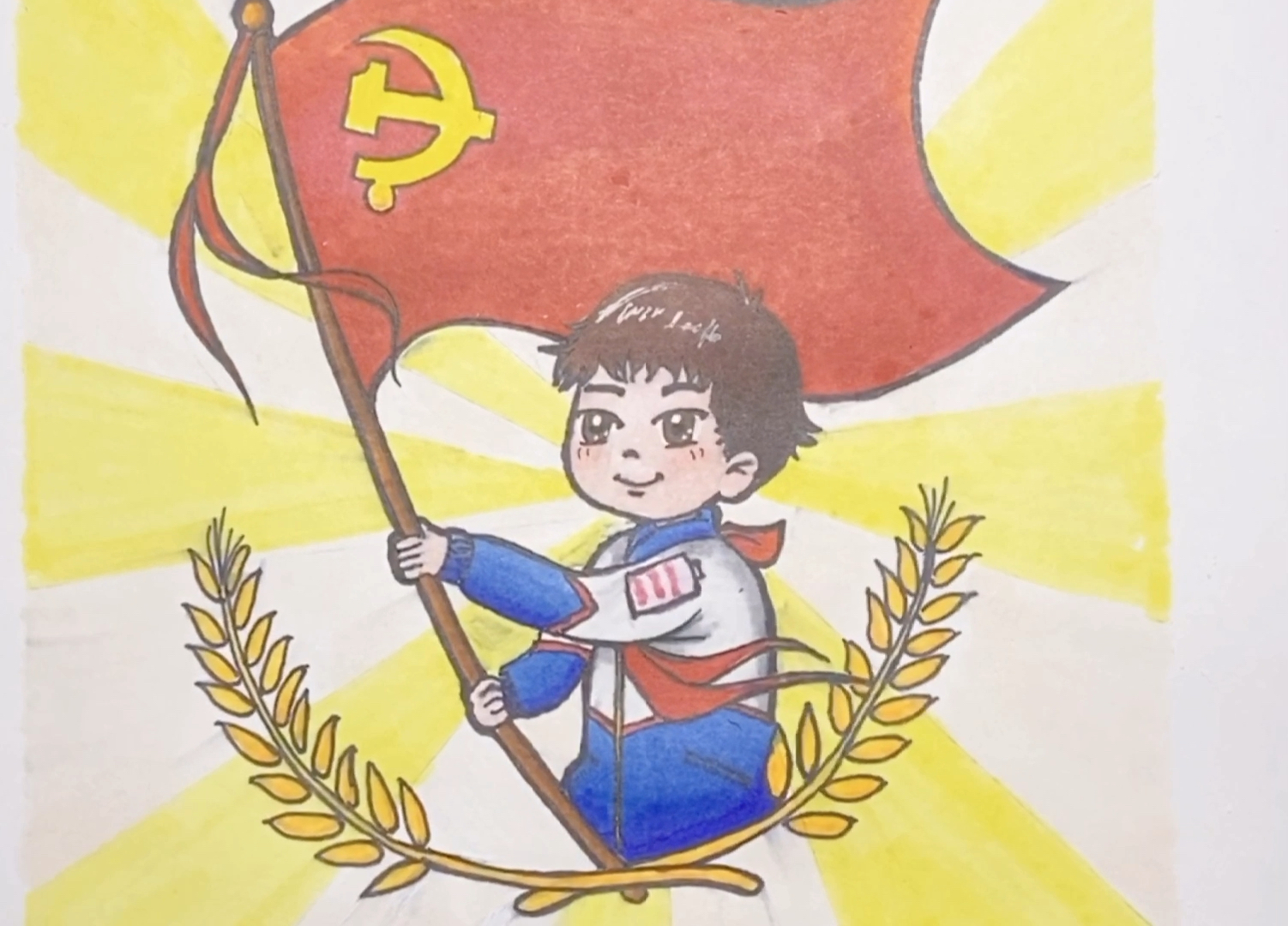 #简笔画#七一建党节创意儿童简笔画:小小少年快快长大,爱国爱党从现在培养吧……
