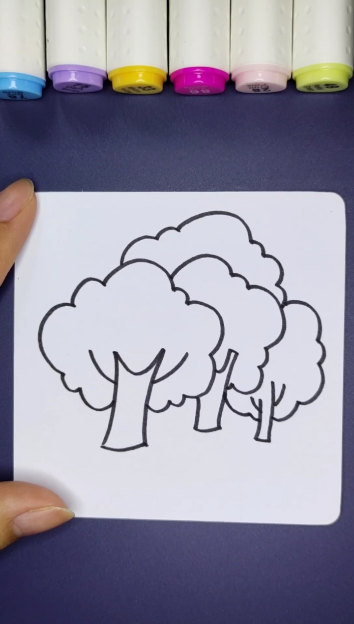 #简笔画#画一片小树林