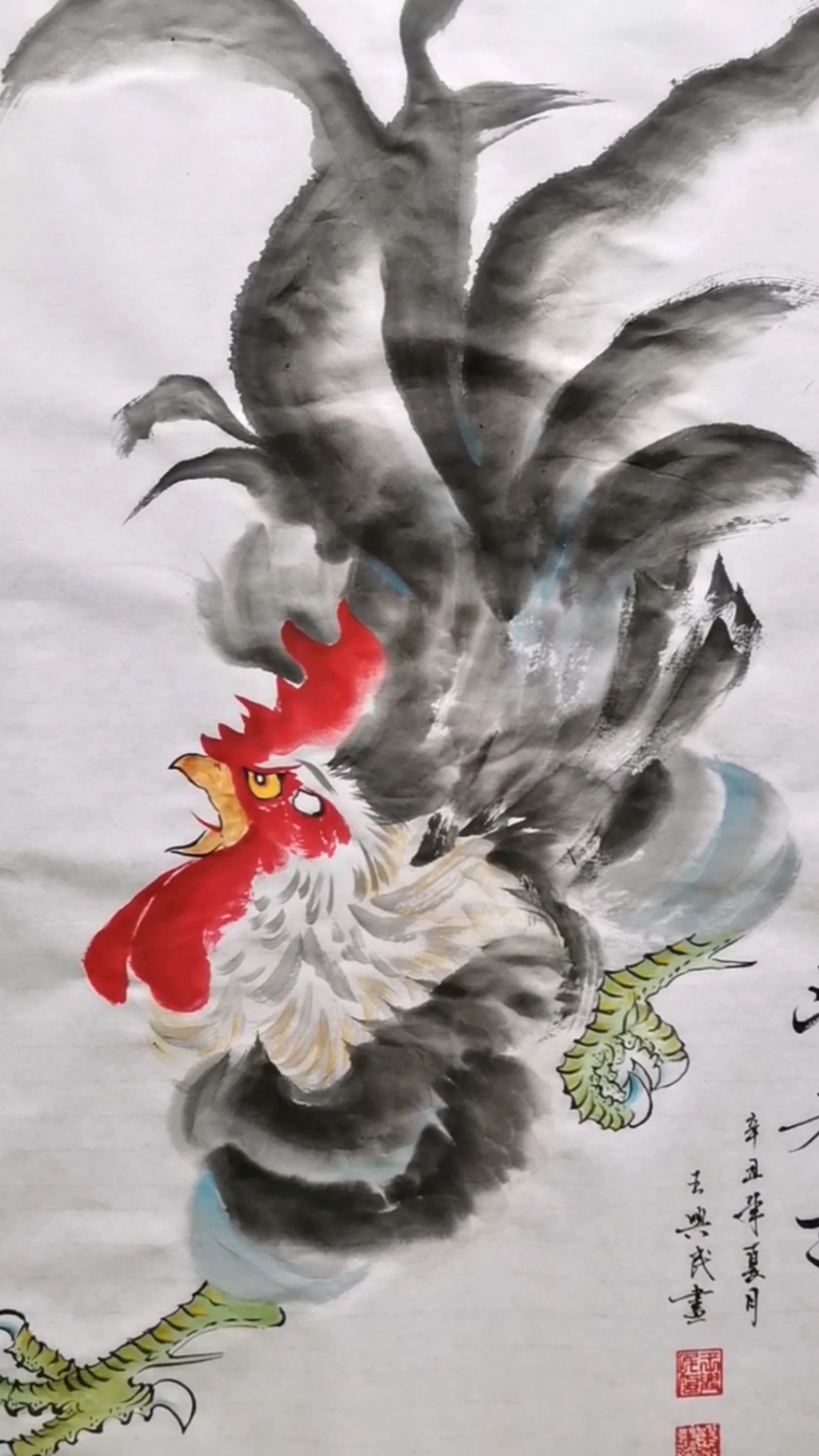 #国画#王兴民国画公鸡:哇,威风凛凛,威武霸气,斗者大吉