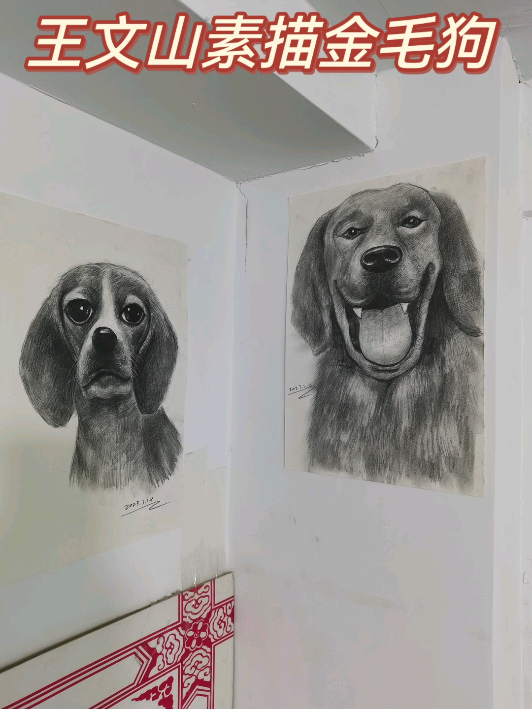王文山素描金毛犬