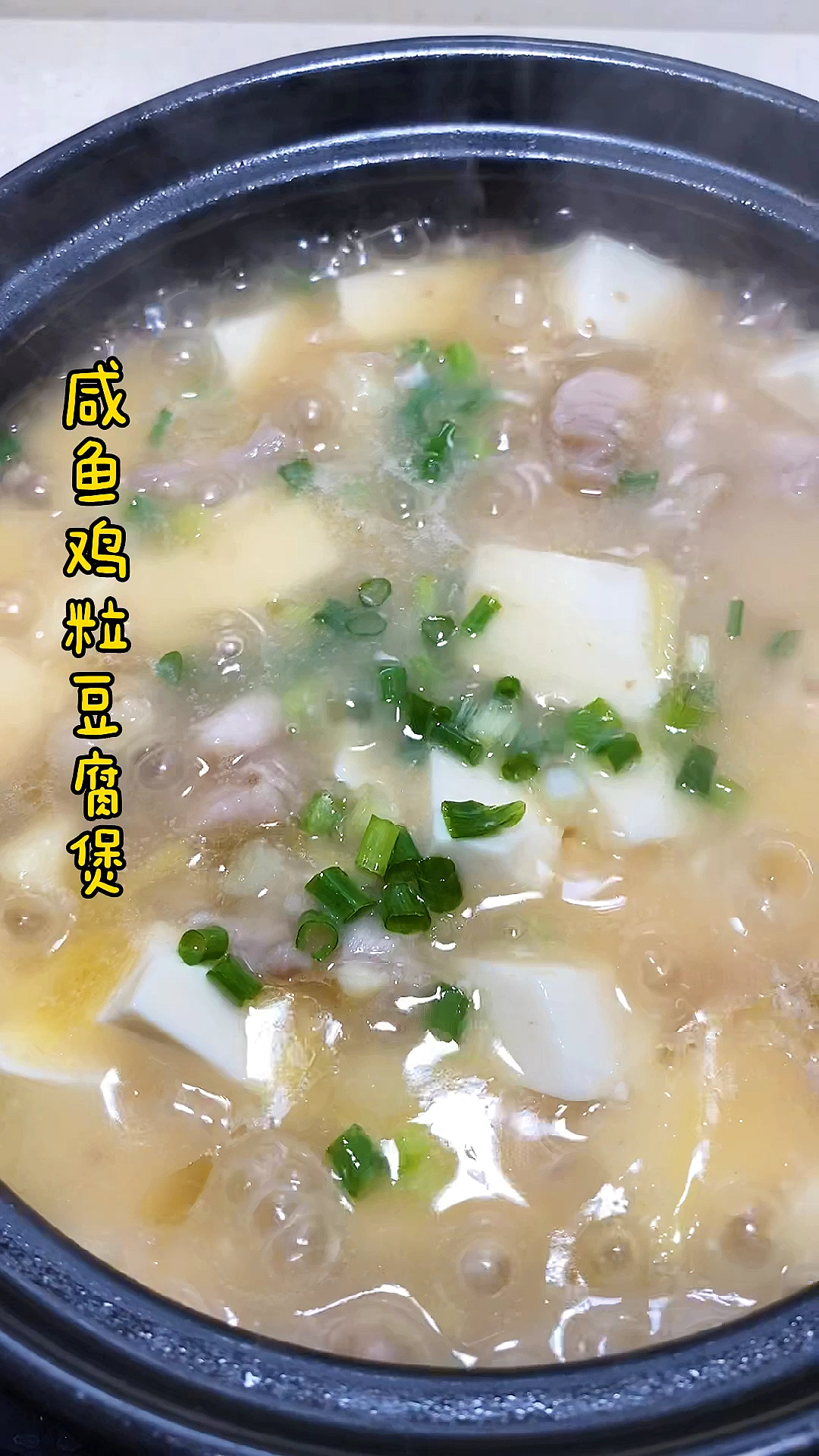#自制美食#学做一道广东菜,咸鲜入味,非常下饭!咸鱼鸡粒豆腐煲