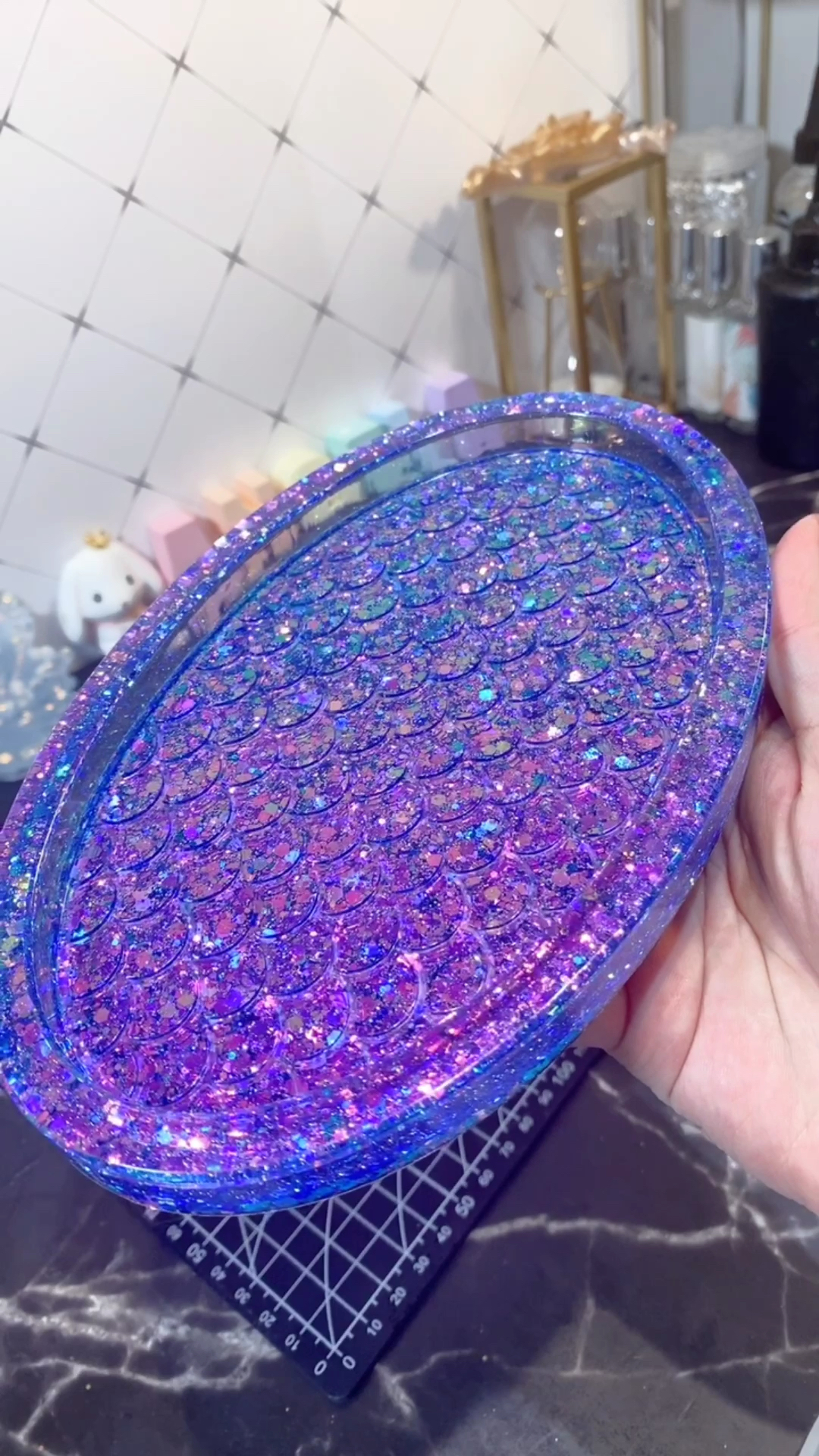#创意手工DIY#一个鱼鳞款收纳盘,好看耶