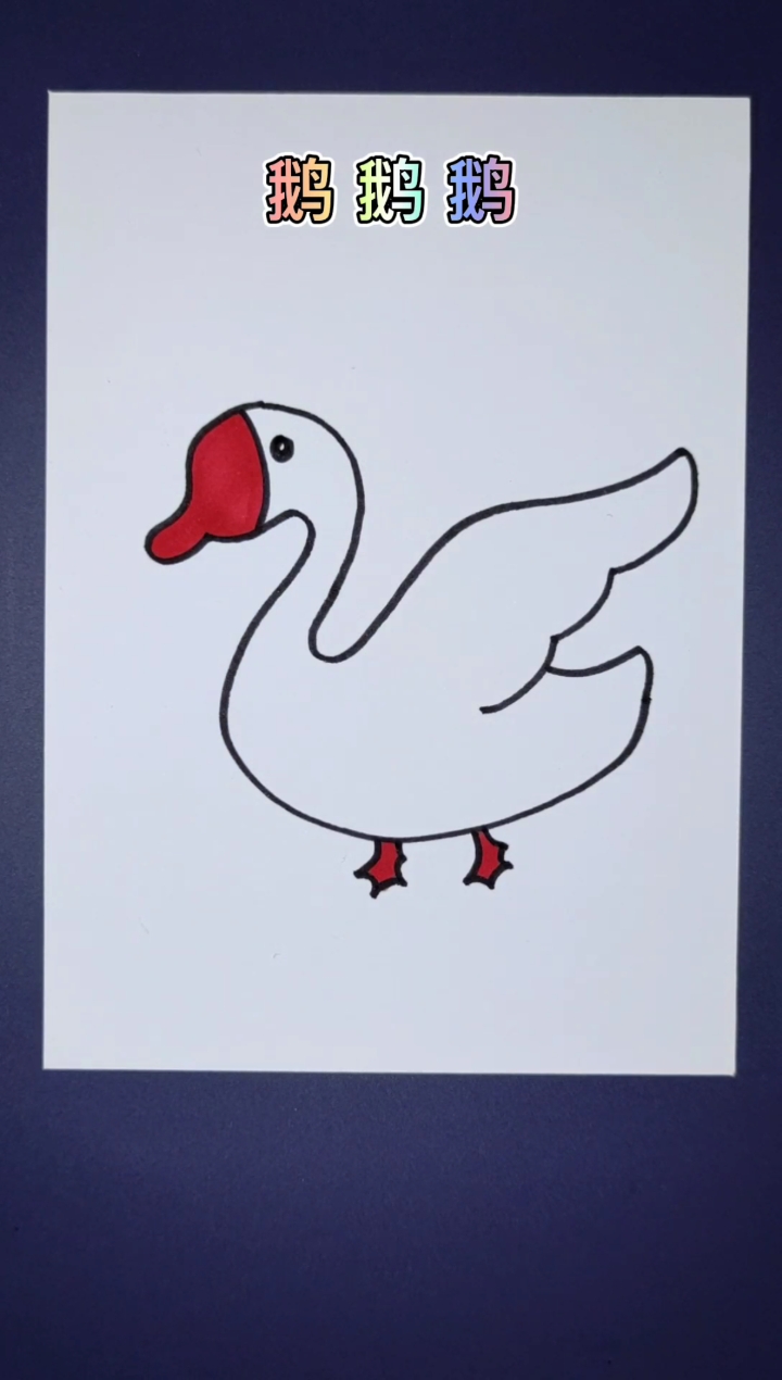 #简笔画#白鹅头上有个包,每天水上漂