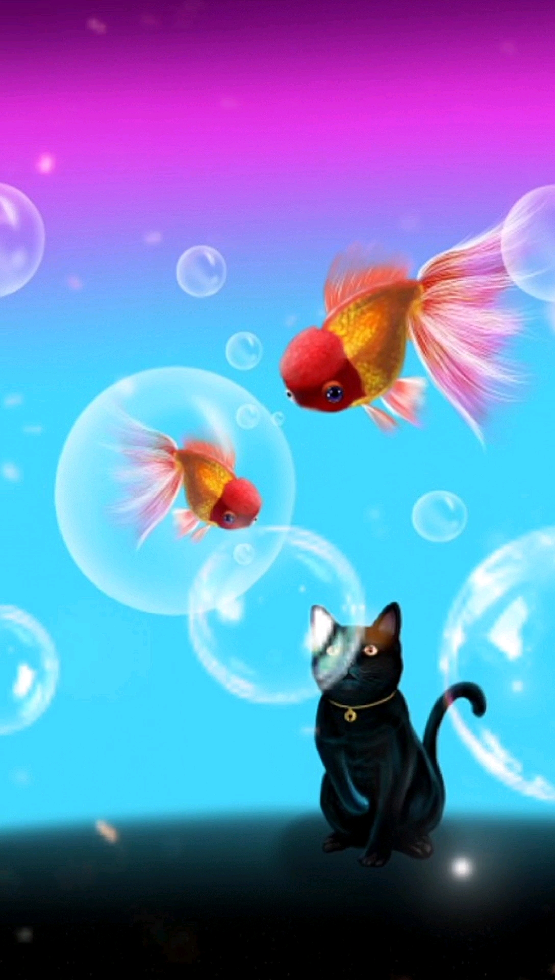 #绘画#猫鱼之恋插画草稿是这样子的,画完是这样的!