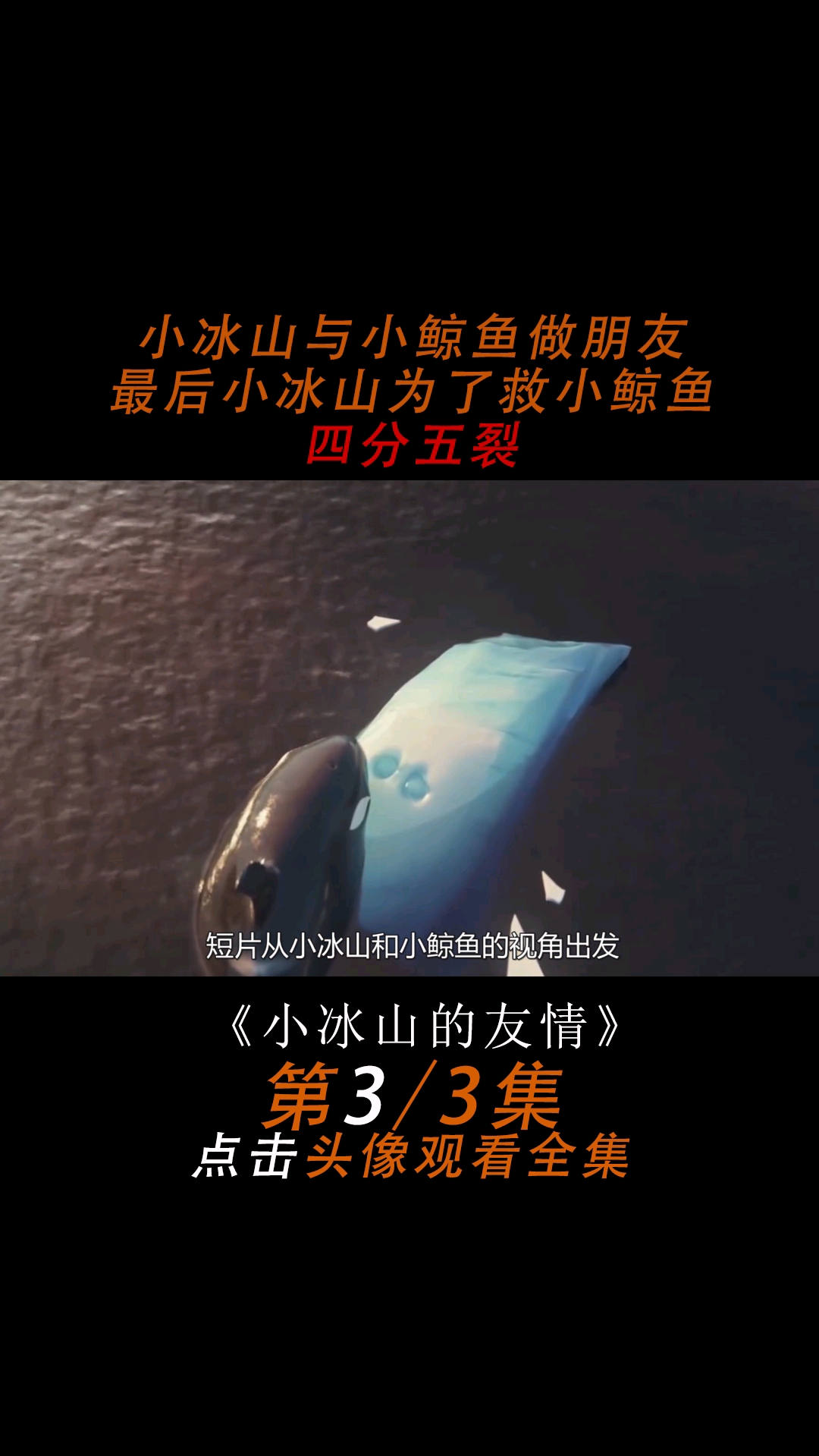 小冰山与小鲸鱼做朋友,最后小冰山为了救小鲸鱼粉身碎骨