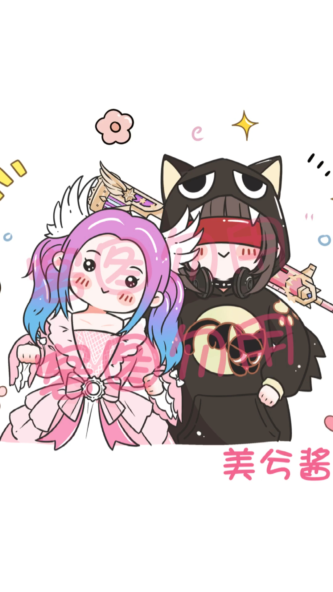 #和平精英#本周作品,数数画了几个和平精英吃鸡游戏q版情侣头像