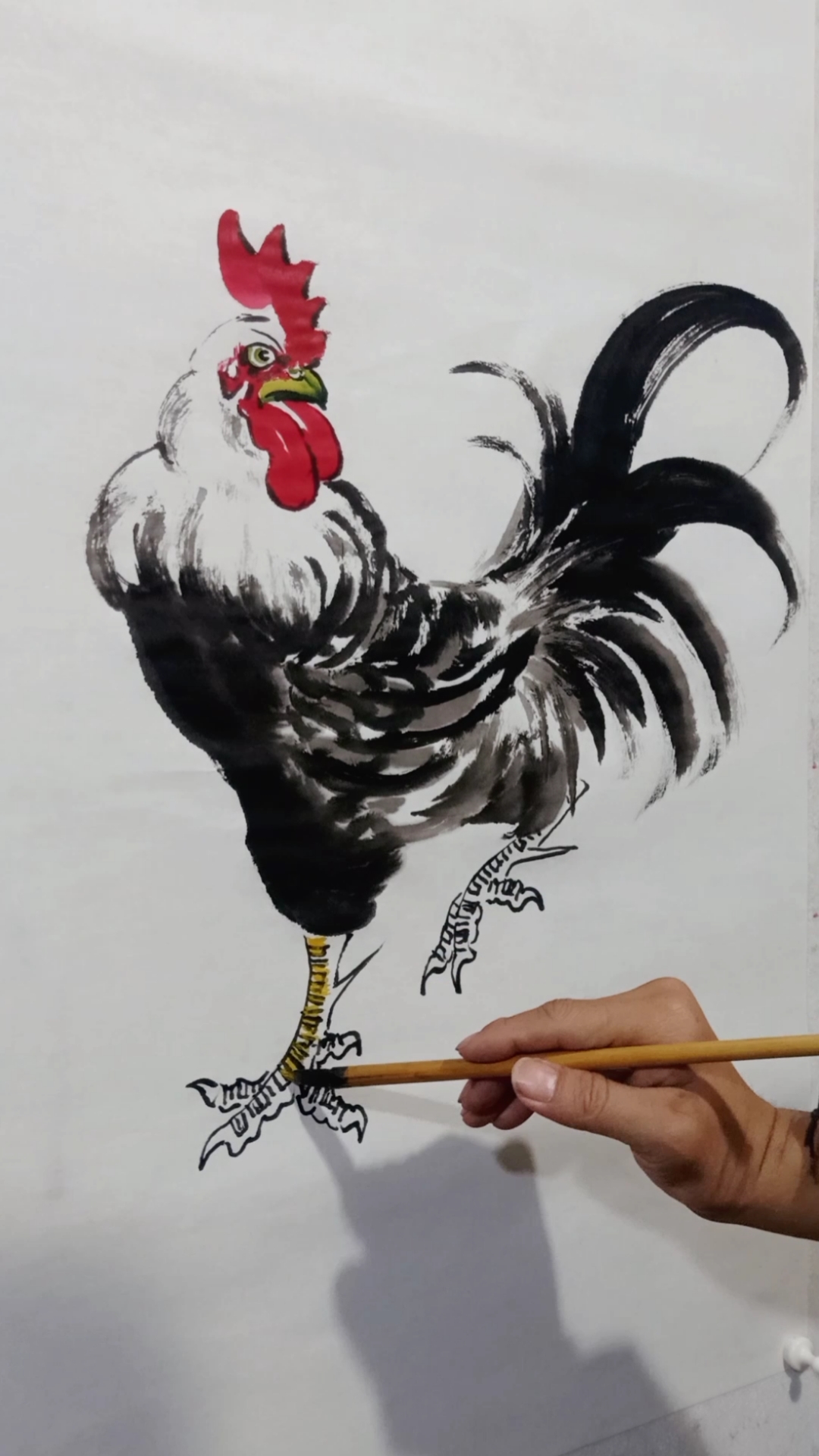 学写意画画雄鸡,哈哈