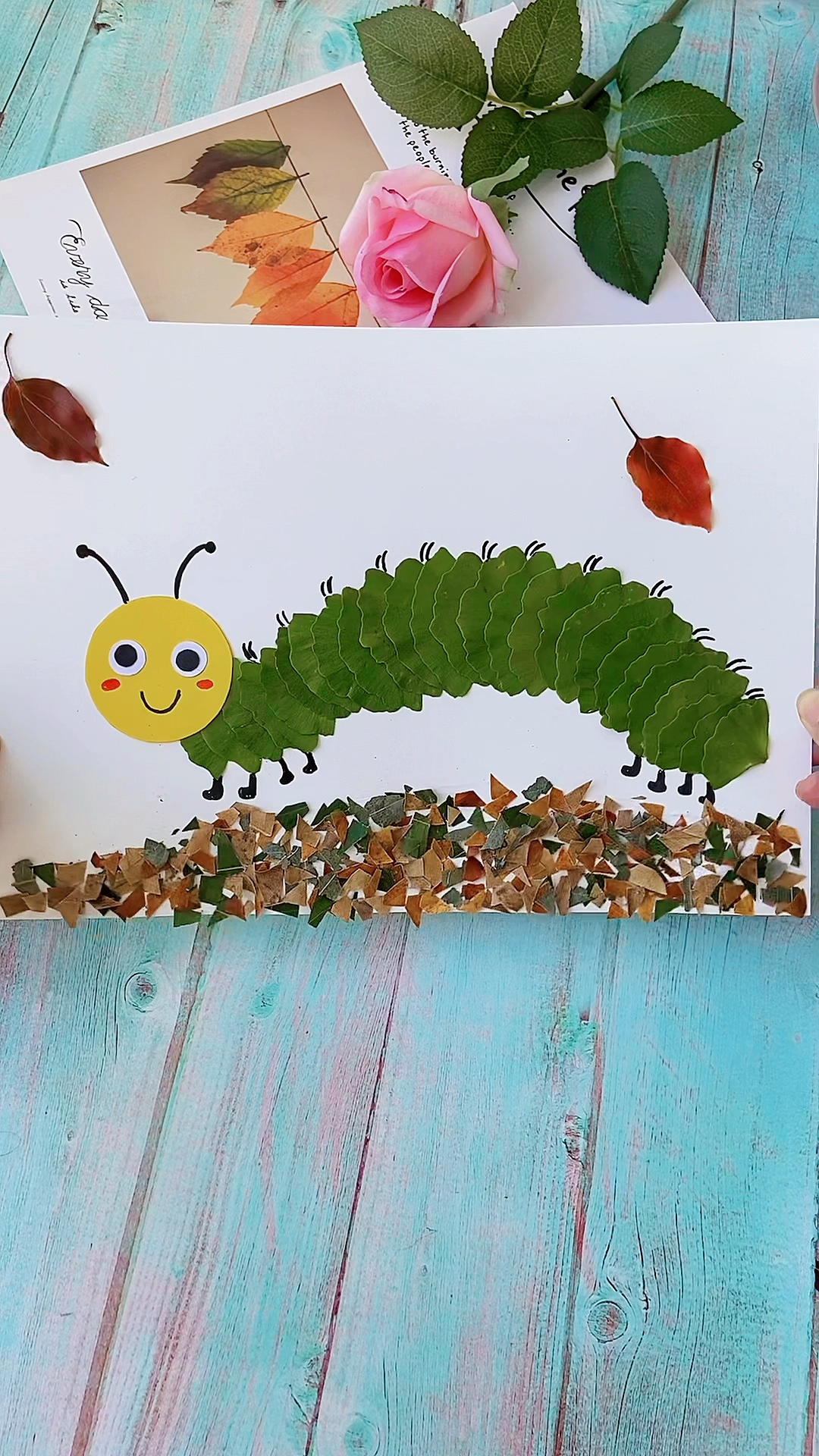 #手工制作#幼儿园第一名的树叶贴画来啦!