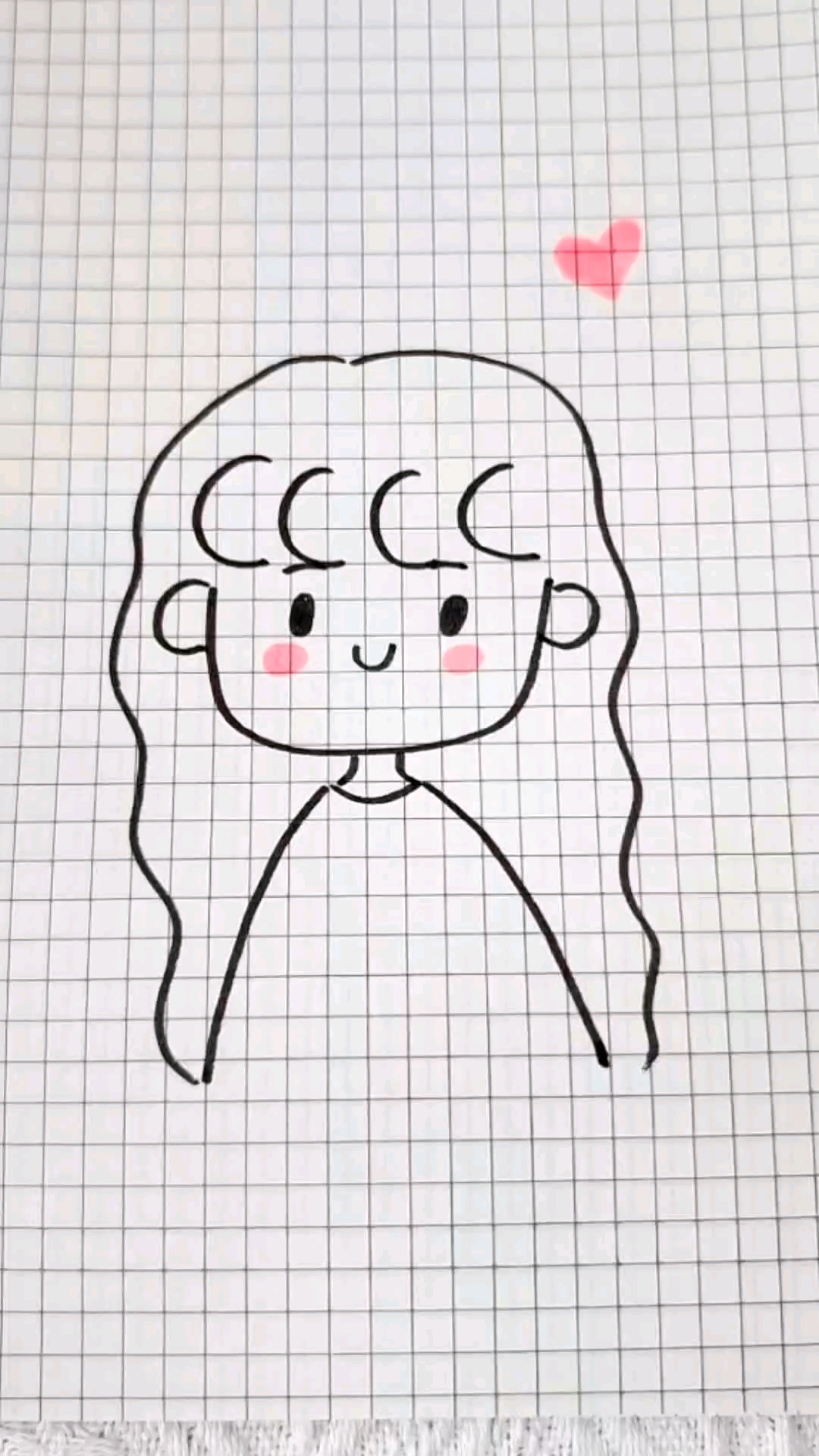 #简笔画教程#用四个C画可爱女孩头像