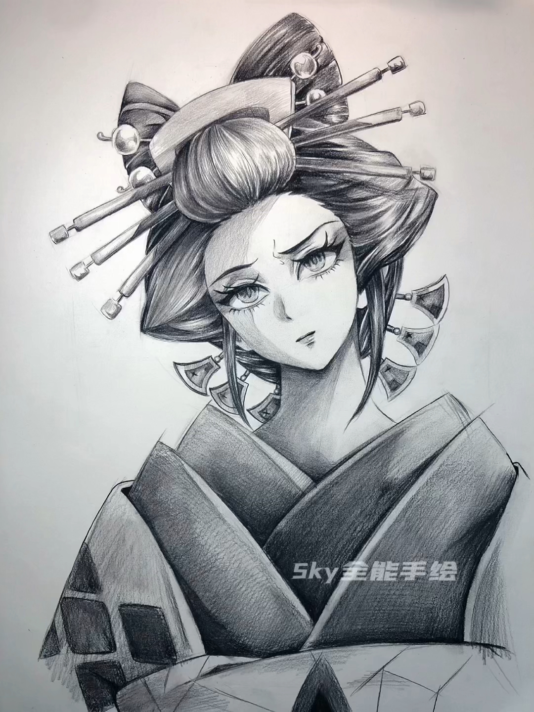 #画画原来如此简单#原来鬼灭之刃里面动漫人物堕姬画出来还是很好看的