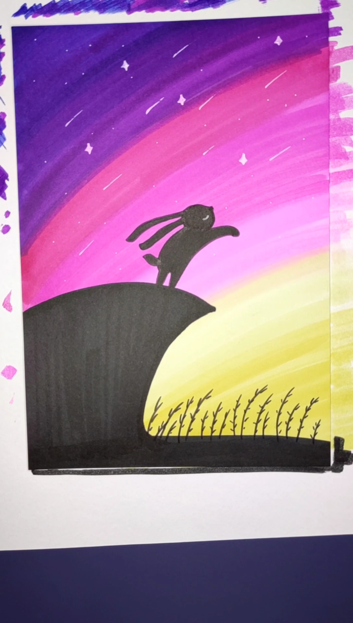 #马克笔绘画#教你一分钟画星空,你学会了吗?