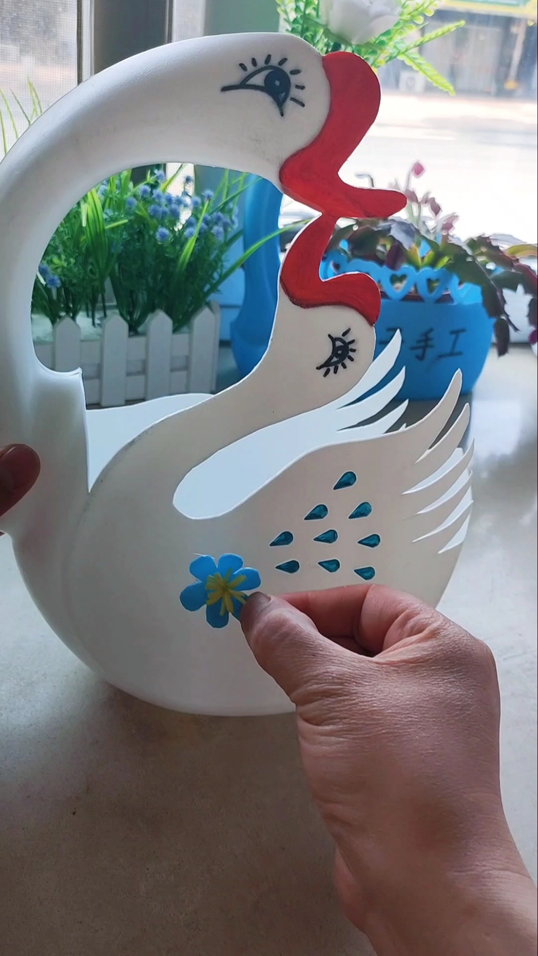 #手工花盆#大白鹅花盆教程来了,适合初学者制作,其实我也不会画图案,就是多花点时间而已