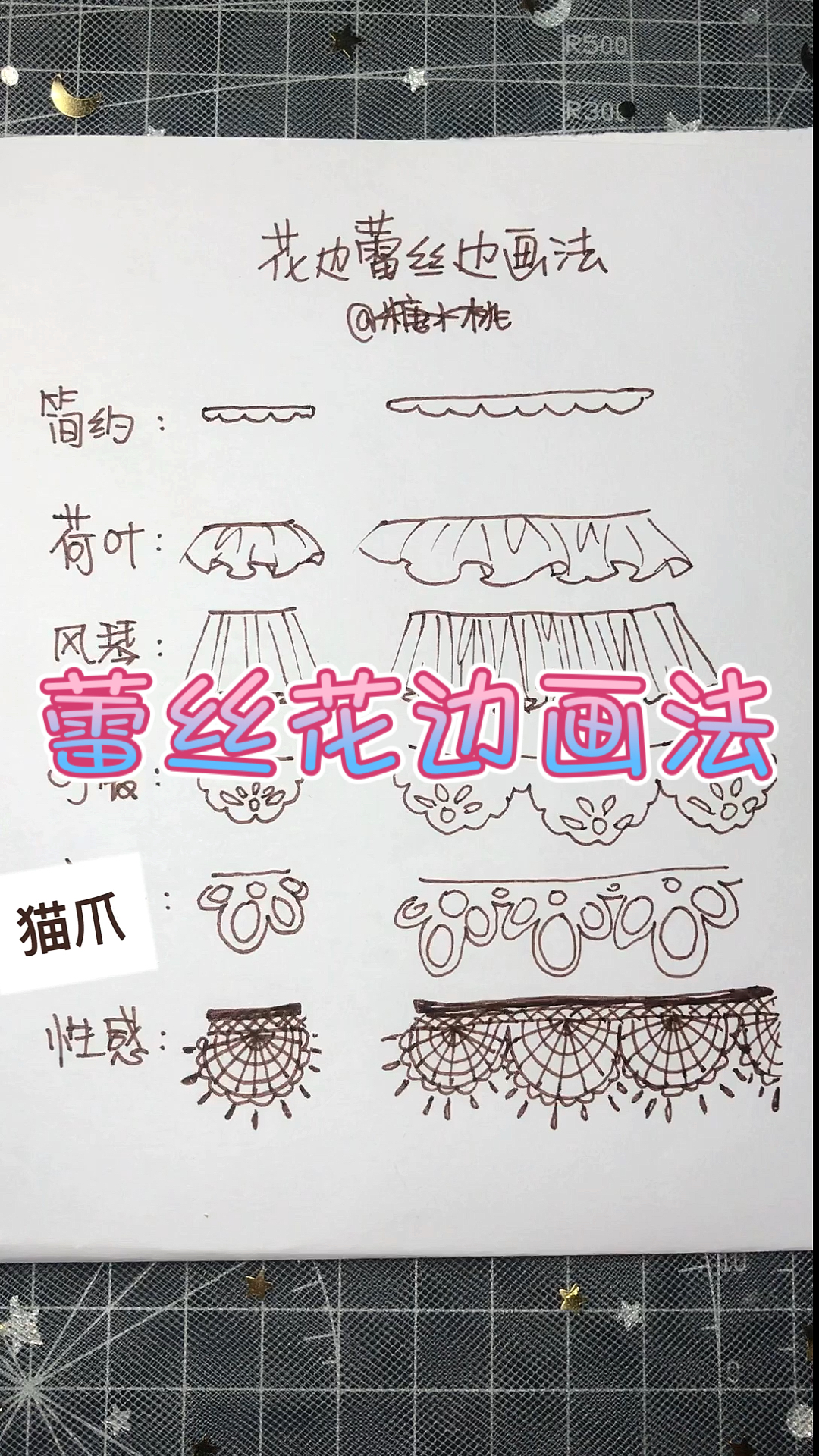 #画画原来如此简单#总结几款常用的手绘动漫简笔画衣服的，褶皱花边和蕾丝边画法哦