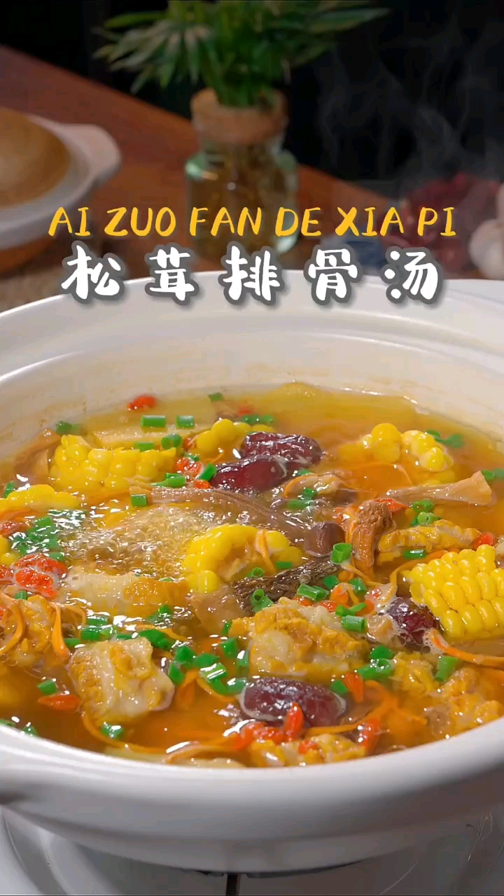 给你的爱人做一份这样的松茸菌菇排骨汤吧!汤鲜味美,好喝又营养