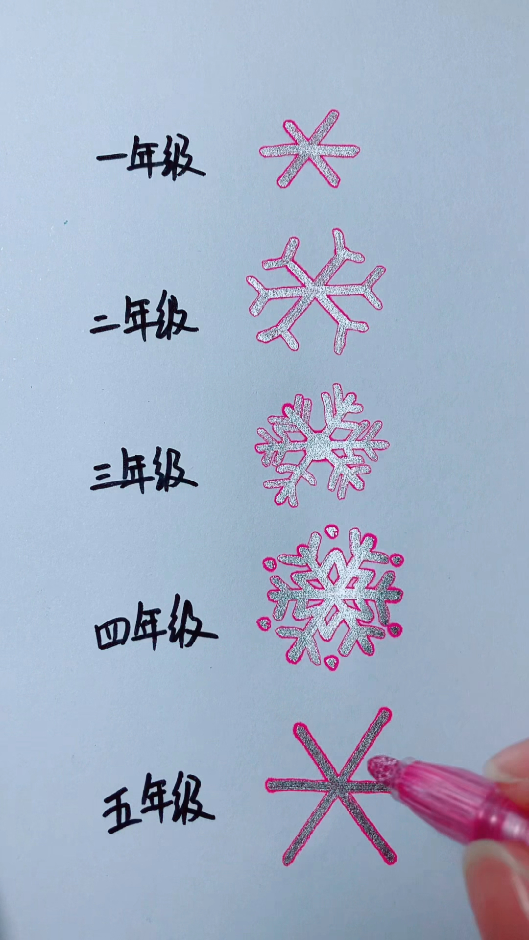 #简笔画#雪花的各种画法