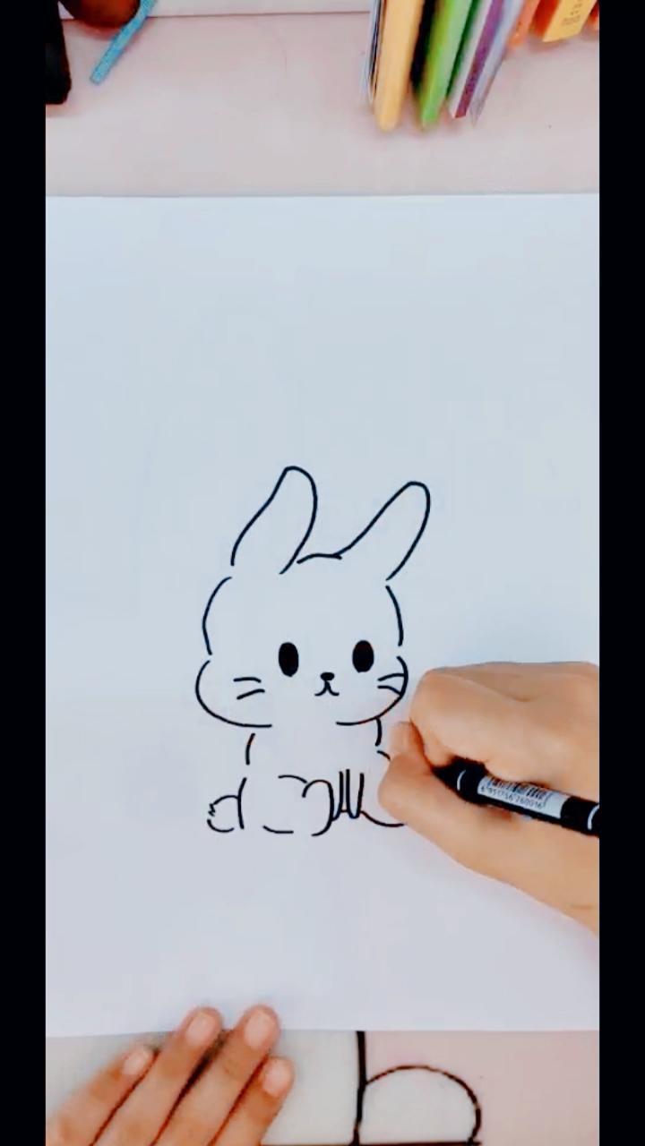 #画画原来如此简单#一看就会可爱萌简笔画,艾炀的画。《乖乖兔》