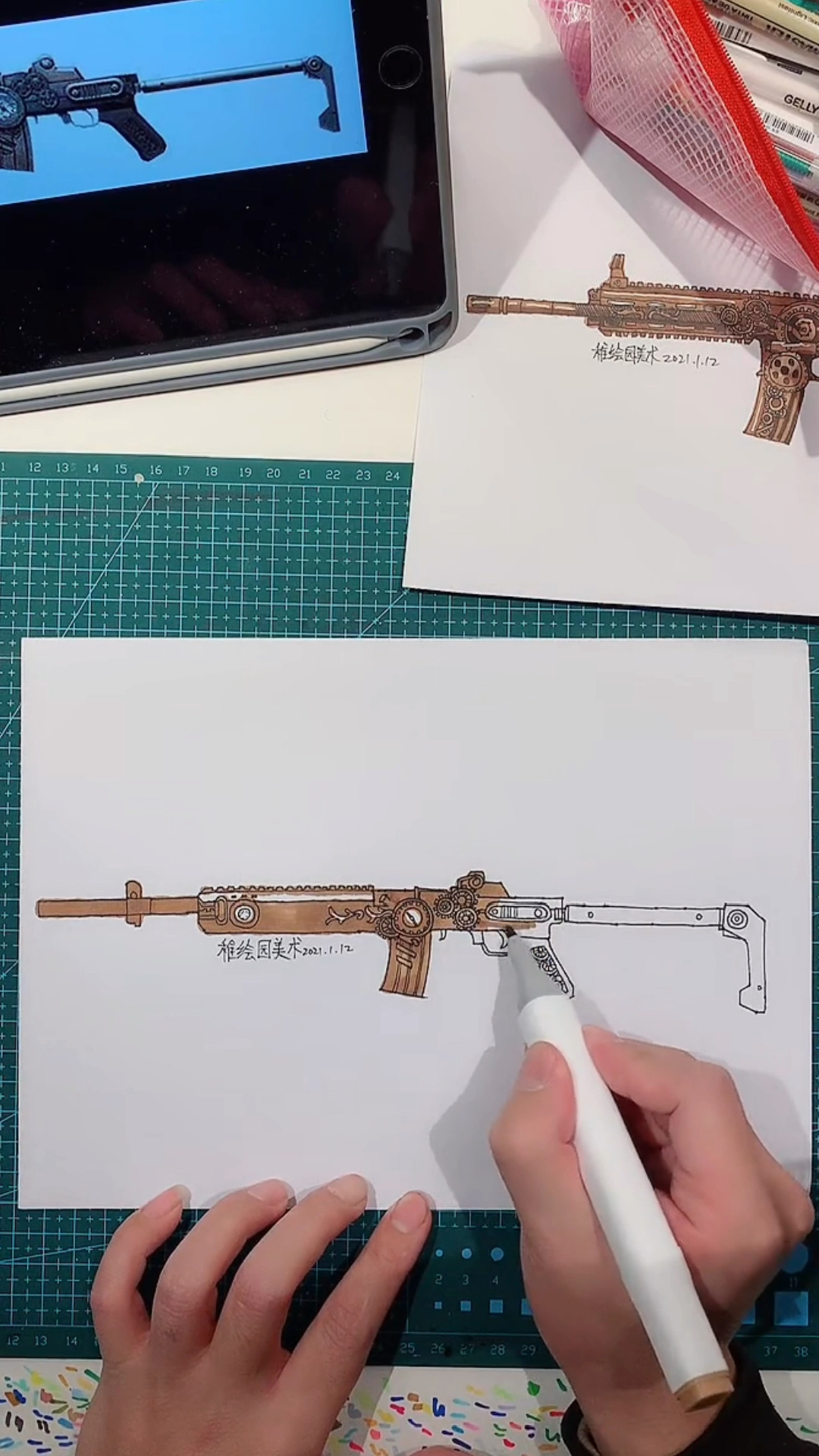 #和平精英#手绘第二把吃鸡经典武器简笔画：时之沙漏迷你，说好的赞呢？