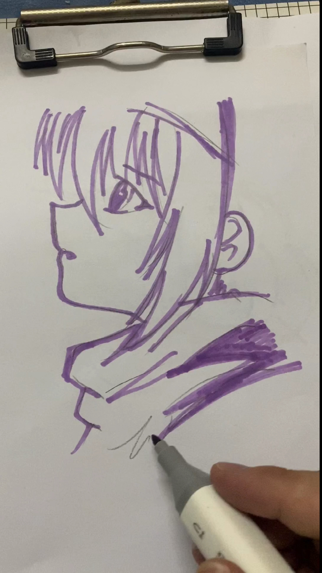 #我要上热门#班集体比画人物侧脸,我班长副班长和我画的