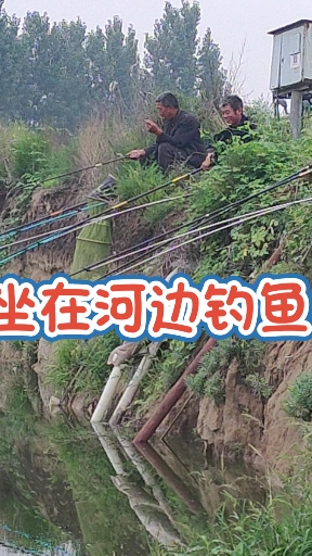 河边钓鱼。